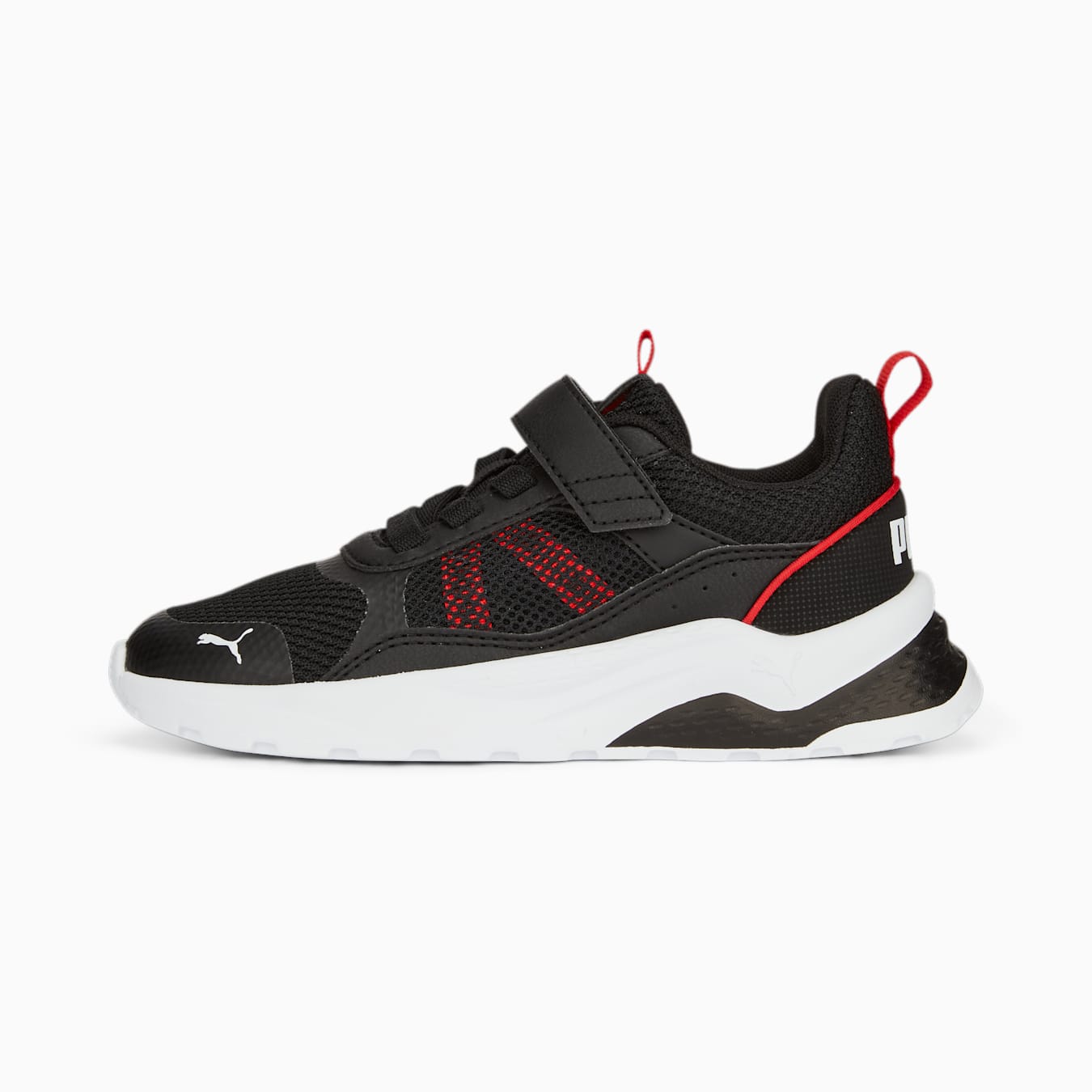 PUMA KIDS ANZARUN Running Shoes for Boys & Girls - Black/Red - Lightweight & Comfortable for School, Sports & Daily Activities