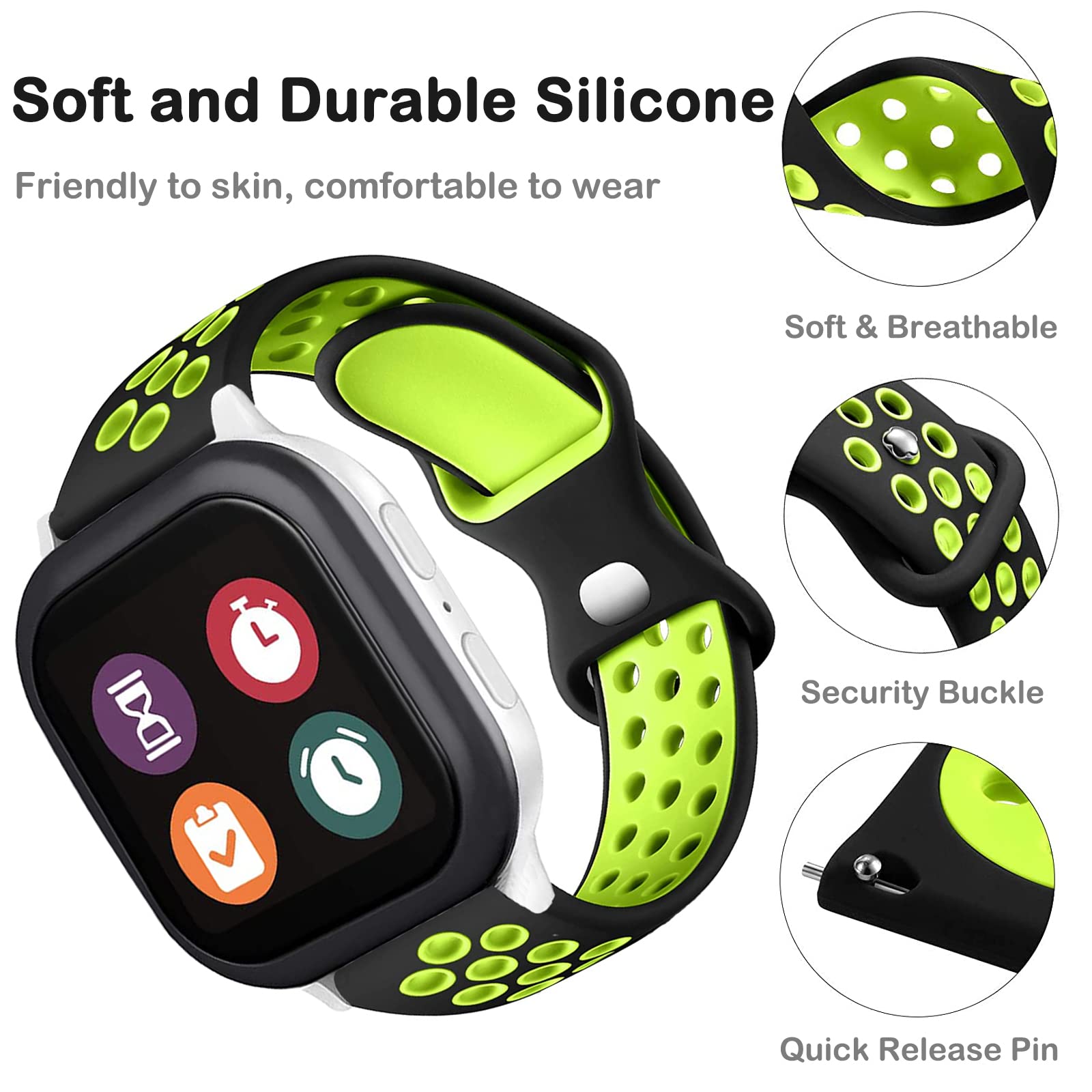 2 Pack Silicone Sport Band for Gizmo Watch 3/2/1 & Gabb Watch 3e/3/2/1, SyncUP Kids Watch & Cosmo JrTrack - Soft Breathable Replacement Strap (Small Size) - Perfect for Kids' Sports & Outdoor Activities