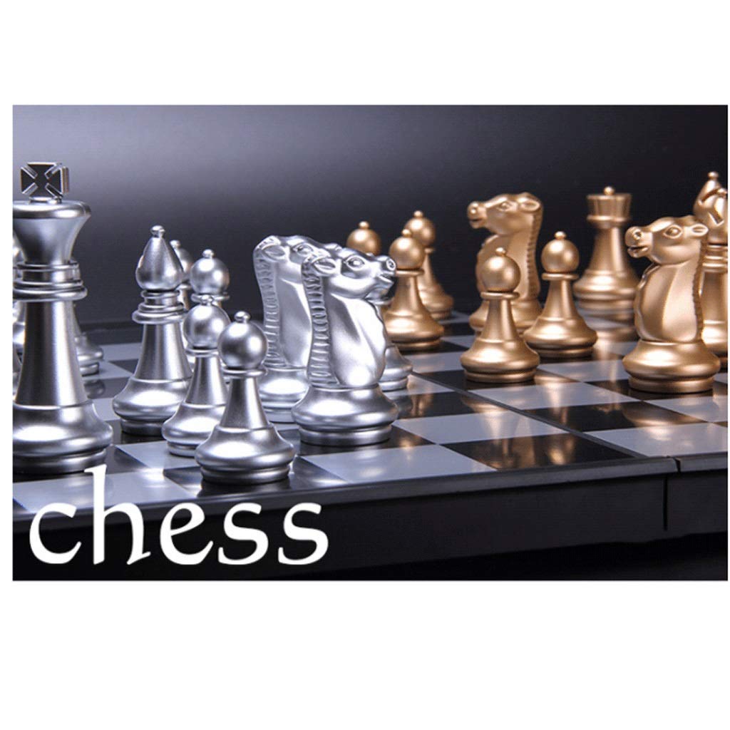 Magnetic Travel Chess Set - Portable Folding Chess Board Game with Gold & Silver Pieces for Adults & Kids | Indoor, Outdoor, Camping & Office Use