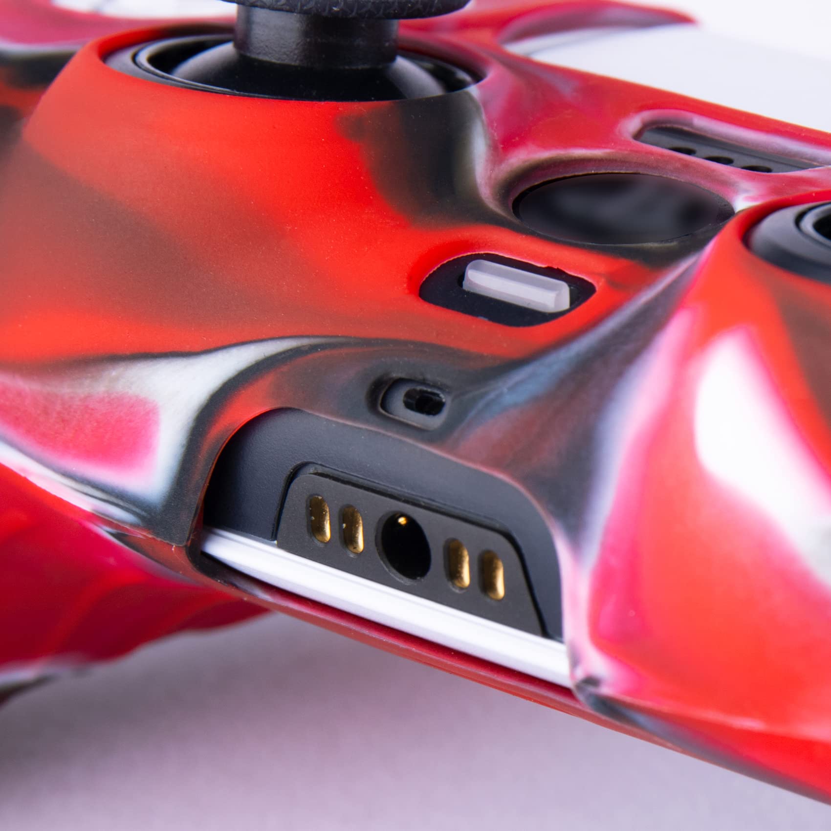 YoRHa Studded Silicone Rubber Gel Custom Skin Cover for PS5 DualSense Controller (2-Pack - Camouflage Red & Green) with 10 Pro Thumb Grips - Enhanced Grip & Protection for Gaming, Streaming & Esports