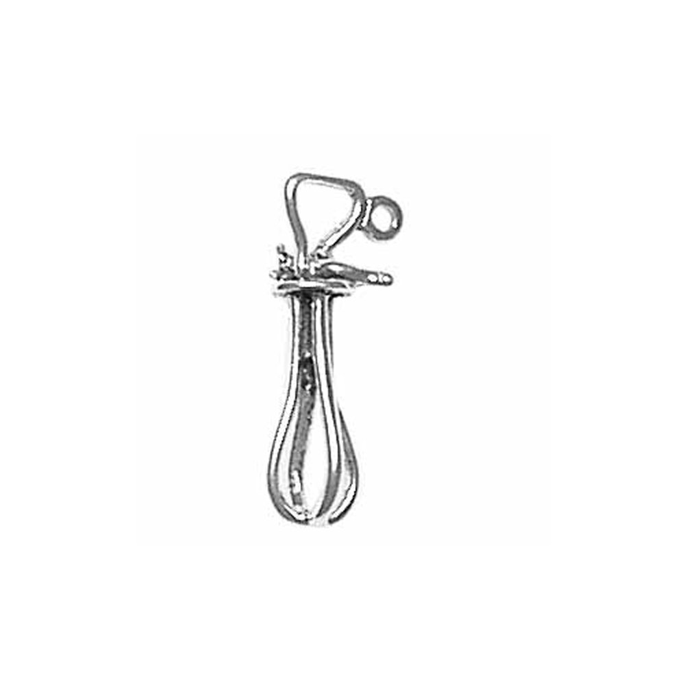 Sterling Silver 3D Egg Beater Cooking Charm Pendant - Item #1375 | Unique Kitchen Jewelry for Chefs & Bakers | Perfect Gift for Cooking Enthusiasts