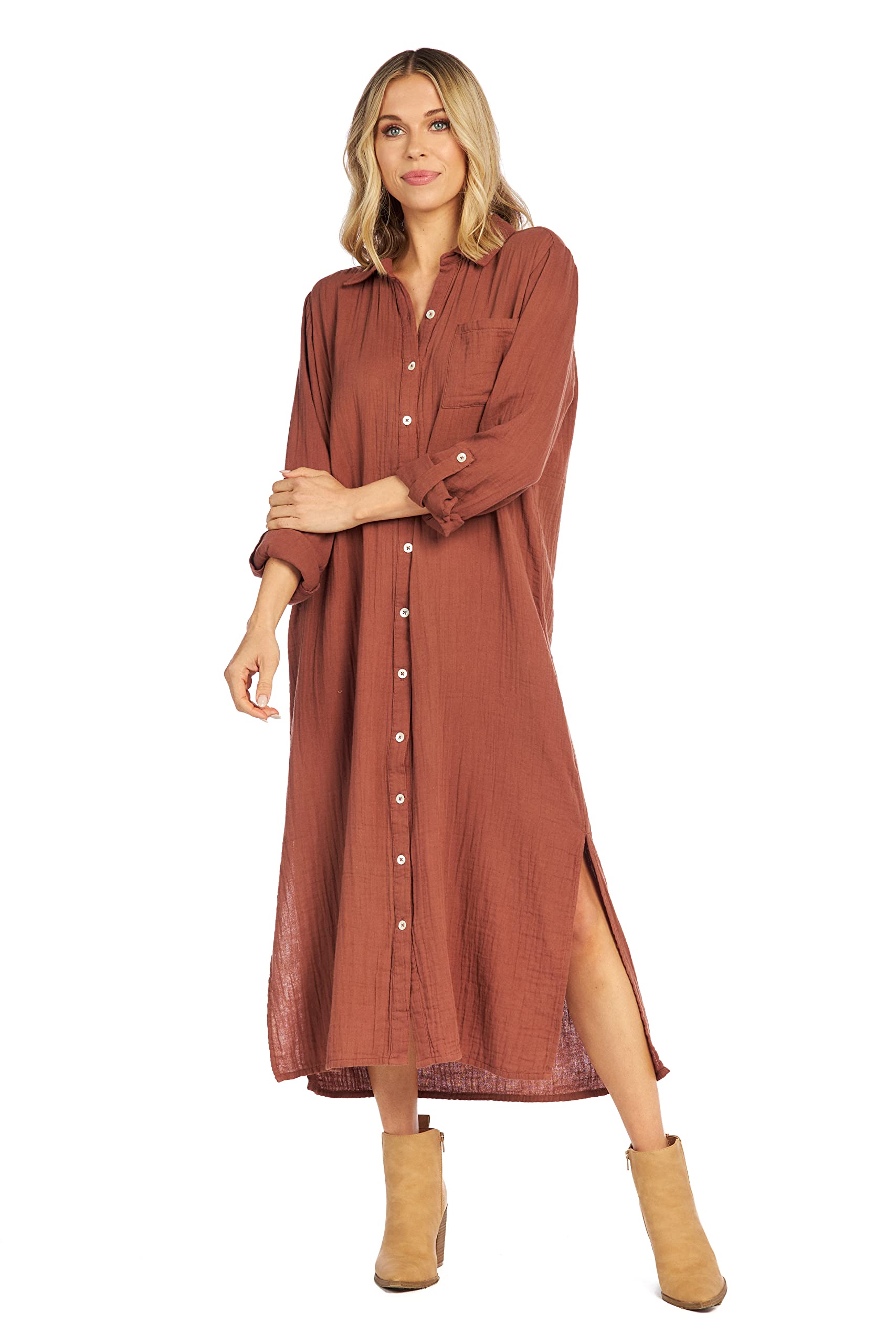 Mud Pie Clemmy Women's Maxi Dress - Flowy Long Summer Dress with Pockets, Boho Chic Style for Beach, Vacation & Casual Wear