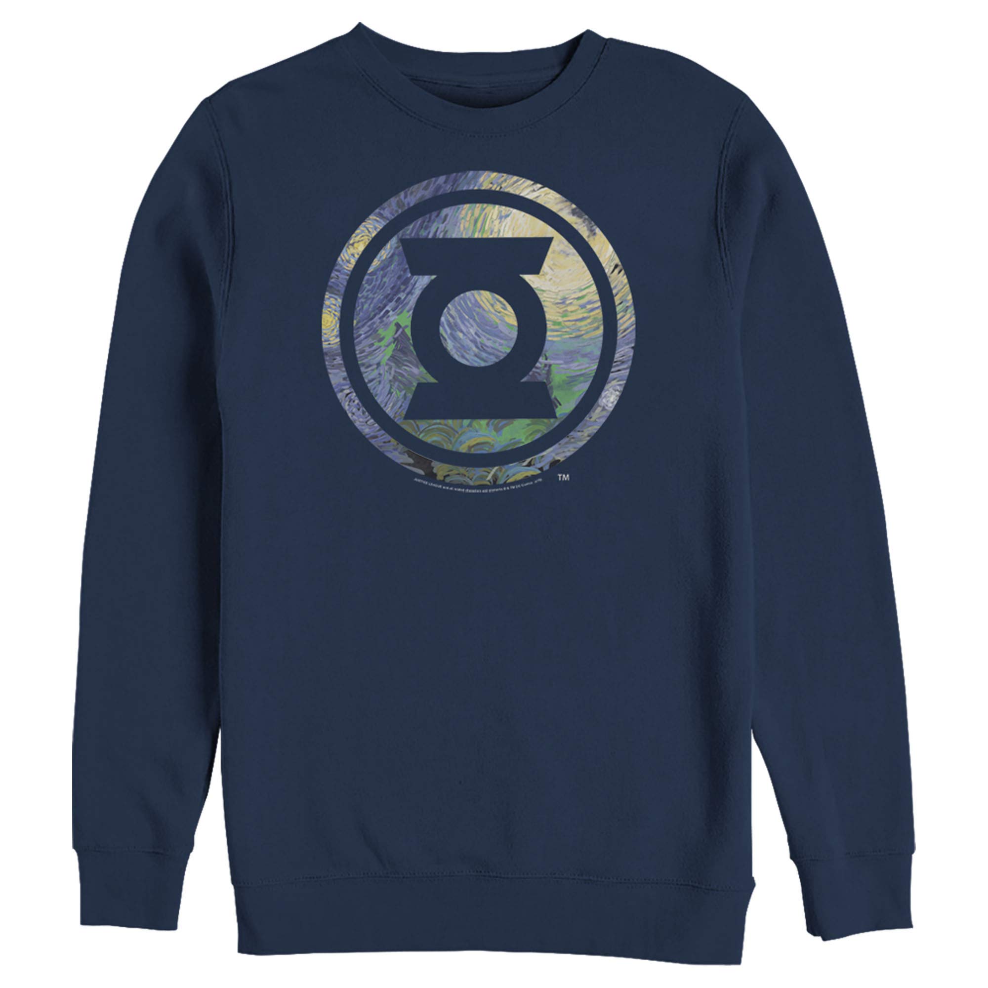 Men's Justice League Green Lantern Starry Night Logo Sweatshirt | DC Comics Superhero Hoodie | Casual Cosplay & Comic-Con Outfit