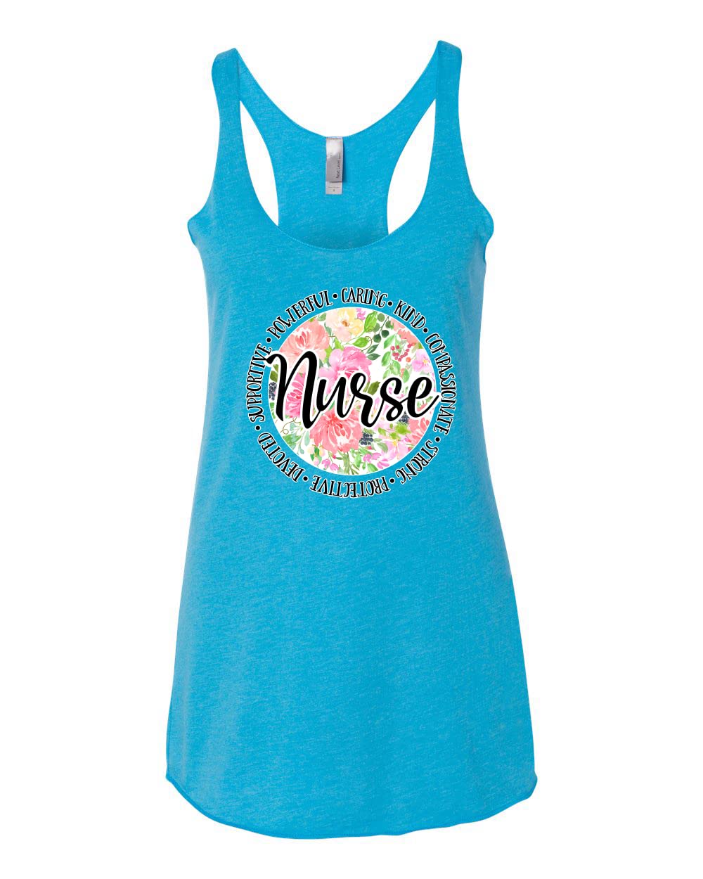 Floral Nurse Appreciation Tri-Blend Racerback Tank Top - Comfortable & Stylish for Nurses Week, Medical Professionals & Healthcare Workers - Perfect for Work, Gifts & Casual Wear