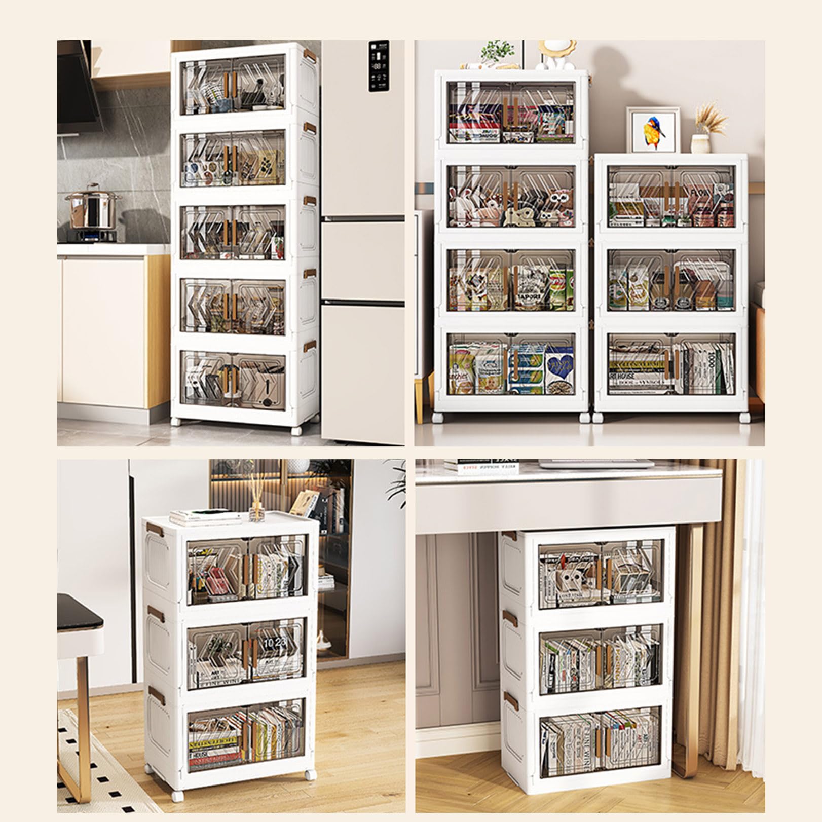 Stackable Storage Bins with Lids - 2 Tier Organizing Bins with Wheels, Foldable Closet & Wardrobe Storage Box for Home, Office, Dorm, Bedroom - Perfect for Clothes, Toys, and Seasonal Item Organization