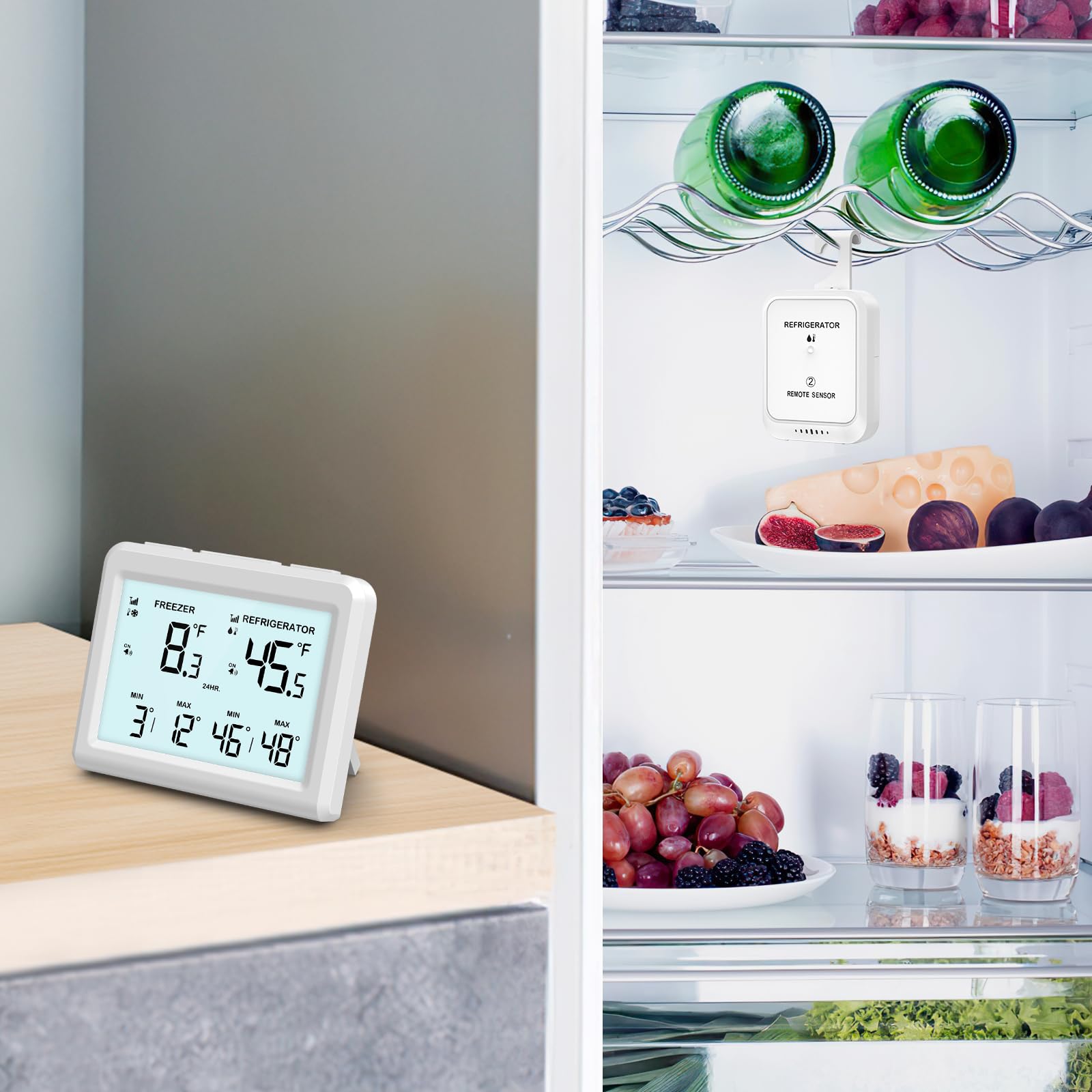 Digital Refrigerator Thermometer with Alarm - 3.7