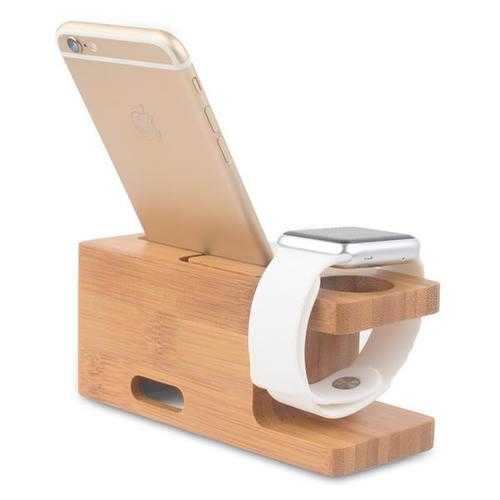 Universal Bamboo Charging Station Stand - Phone & Smartwatch Holder for iPhone, iWatch, Samsung - Perfect for Home, Office & Travel Organization