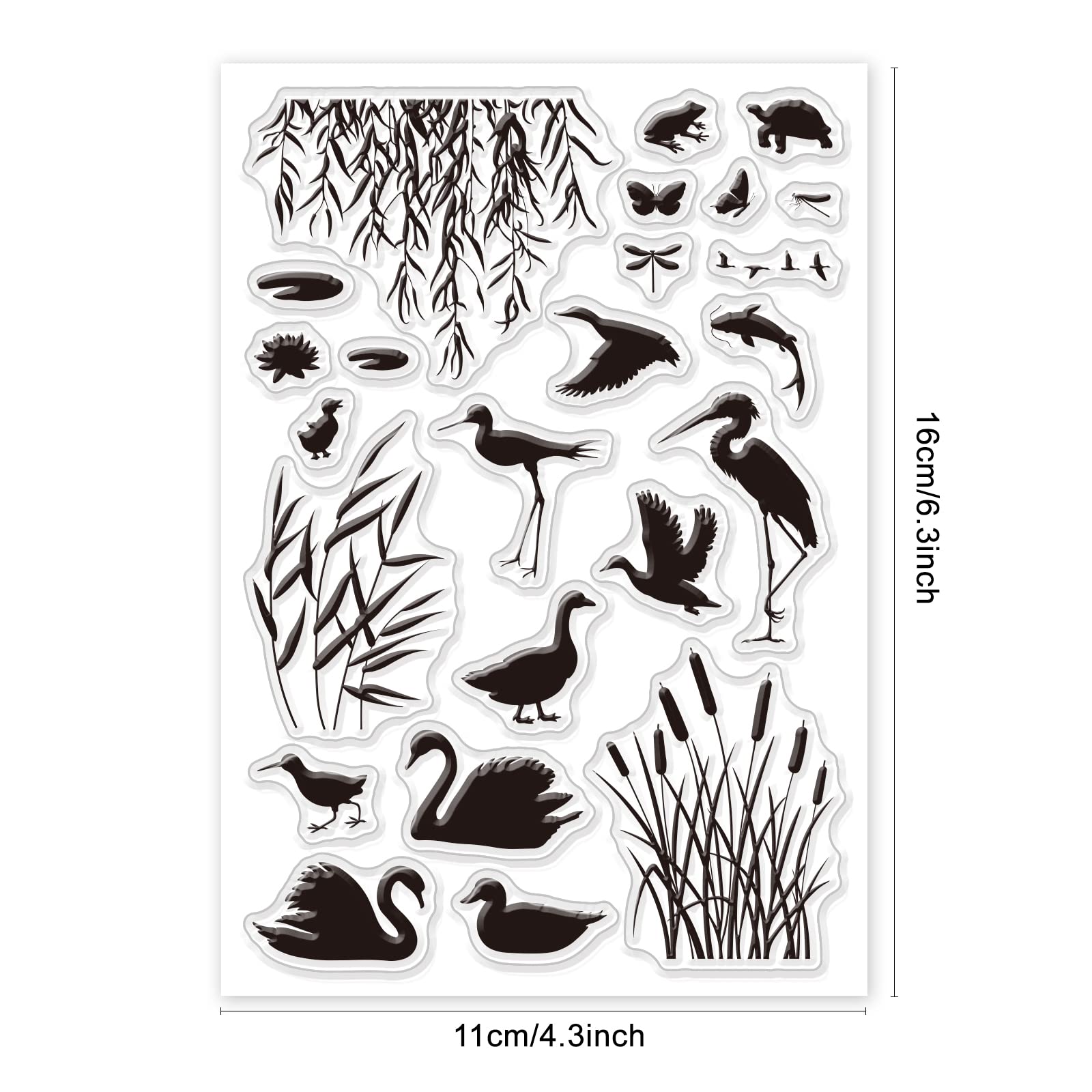 GLOBLELAND Summer Wetland Animals Silicone Clear Stamps Set - Egret, Lotus, Duck & Swan Transparent Stamps for DIY Scrapbooking, Card Making, Photo Albums | Perfect for Birthday Cards, Valentine's Day Crafts & Paper Decorations | Ideal for Nature-Themed Art Projects & Handmade Greeting Cards