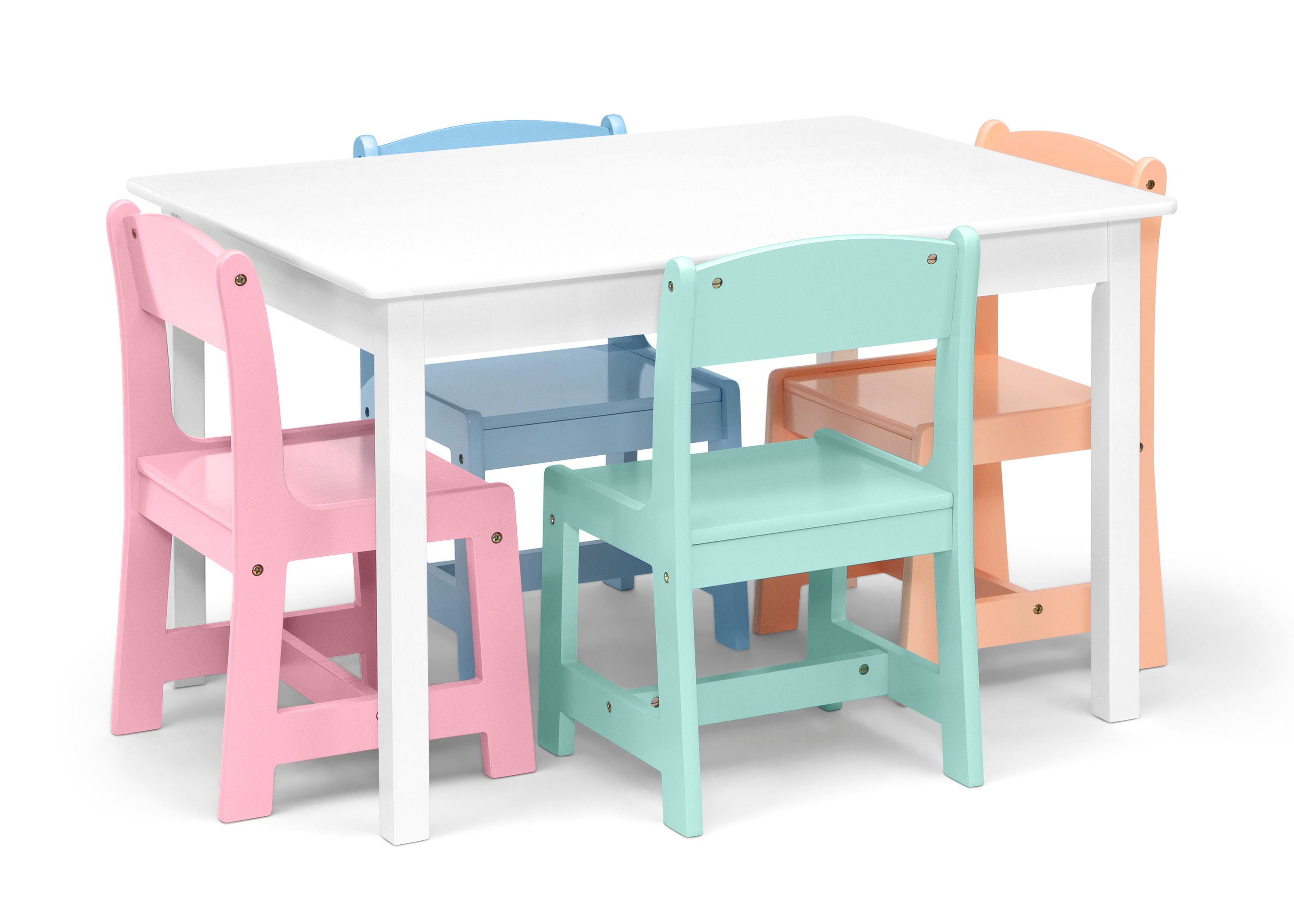 MySize Kids Table and Chairs Set - Adjustable Height Children's Play Table with 4 Matching Chairs - Perfect for Playroom, Classroom & Home Learning Activities