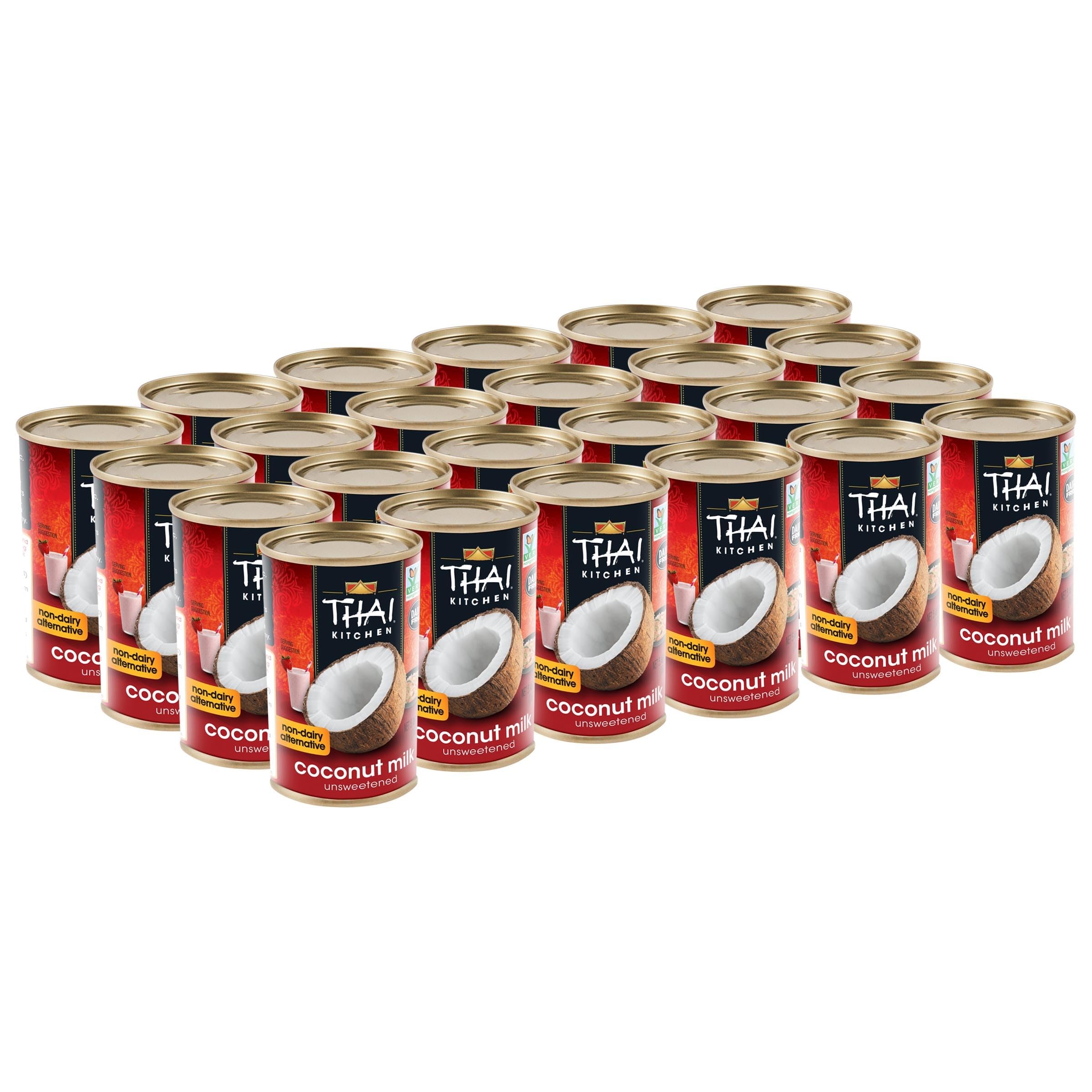 Thai Kitchen Unsweetened Coconut Milk, 5.46 fl oz (Pack of 24) - Premium Coconut Milk for Cooking, Baking, Smoothies & Asian Cuisine