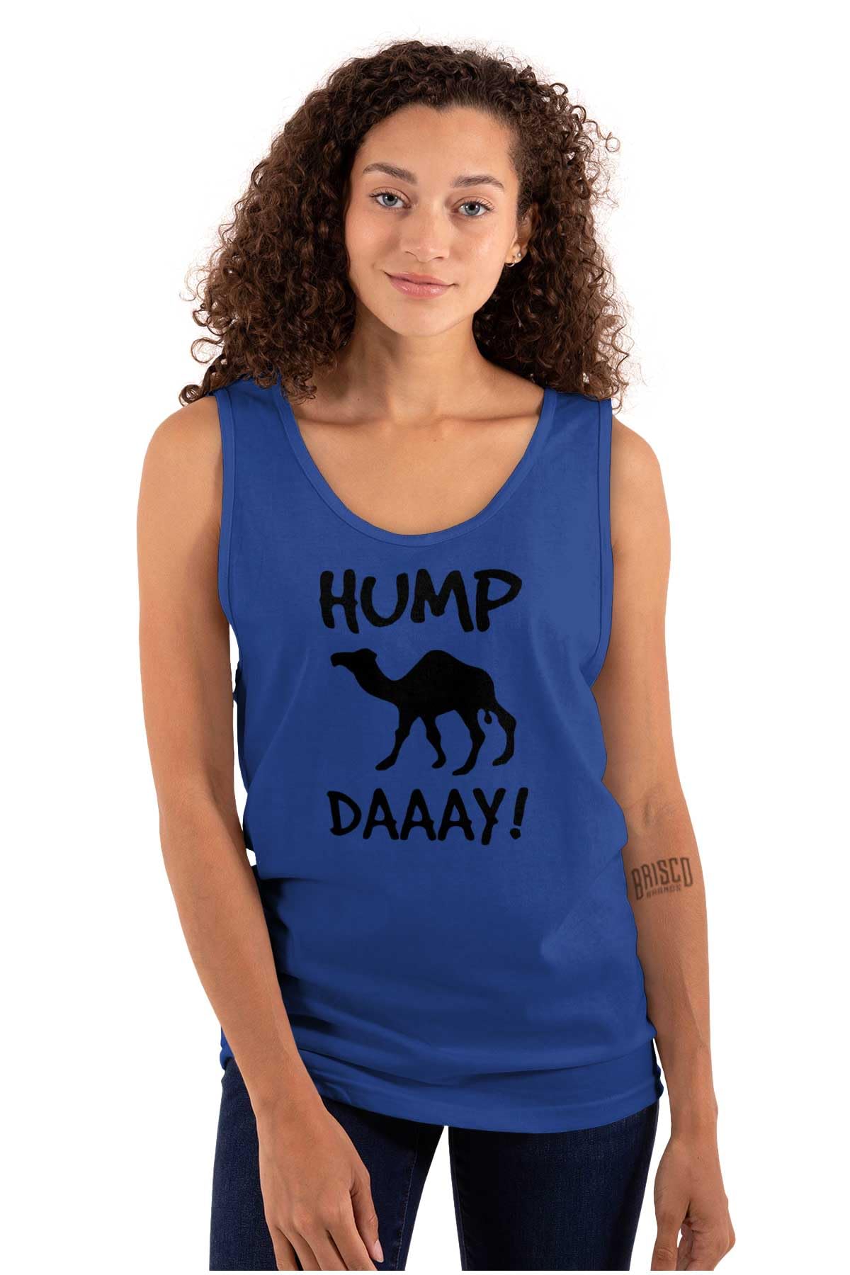 Brisco Brands Hump Day Camel Wednesday Funny Graphic Tank Top T-Shirt for Men & Women - Perfect for Casual Wear, Weekday Outfits & Humor Lovers