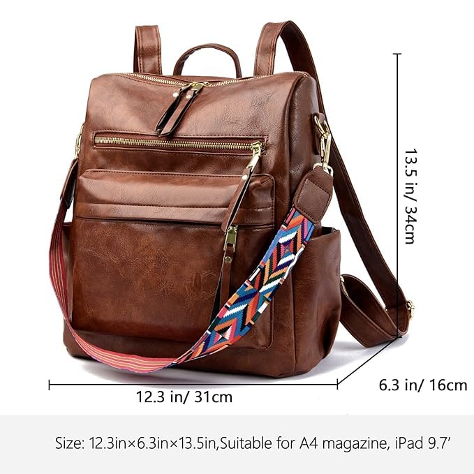 Stylish Women's Backpack Purse - Multipurpose Fashion Handbag with Adjustable Sling Belt for College, Office & Travel | Cute Printed Shoulder Bag Gift for Girls & Women | Perfect for Work, School & Daily Commute