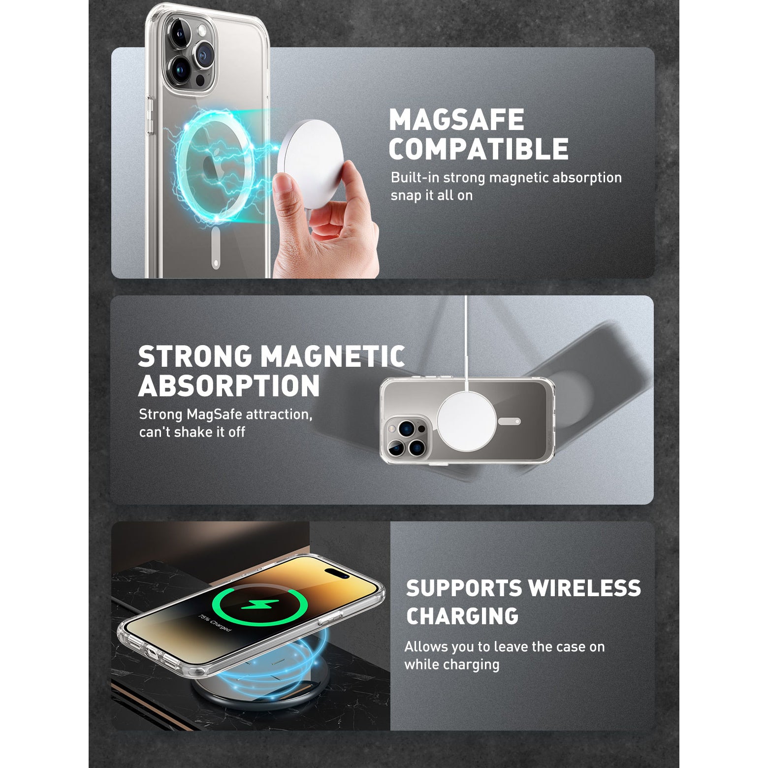 iPhone 15 Pro Max 6.7 Inch Unicorn Beetle MAG Slim Clear Case with MagSafe - Ultra Thin Protective Cover for Everyday Use, Work & Travel