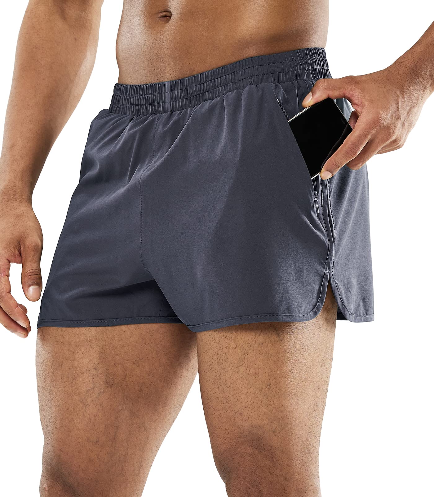 MIER Men's 3 Inch Quick Dry Running Shorts - Lightweight Water Resistant Athletic Workout Lined Shorts with Mesh Liner for Gym, Jogging & Outdoor Sports