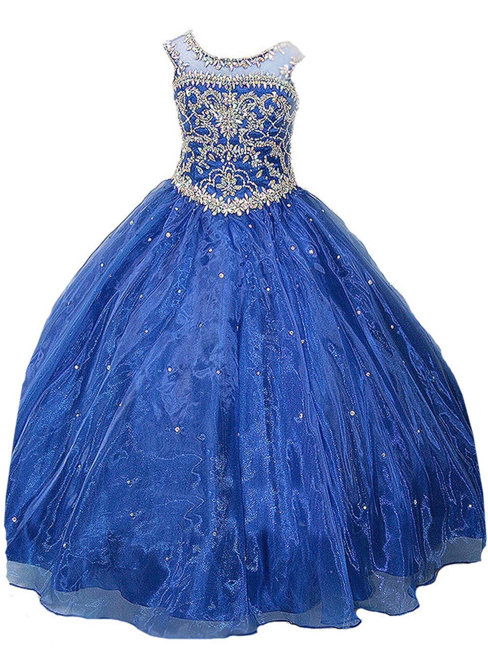 **HuaMei Girls Birthday Party Ball Gown with Crystals - Elegant Flower Girls Pageant Dresses for Weddings & Special Occasions**