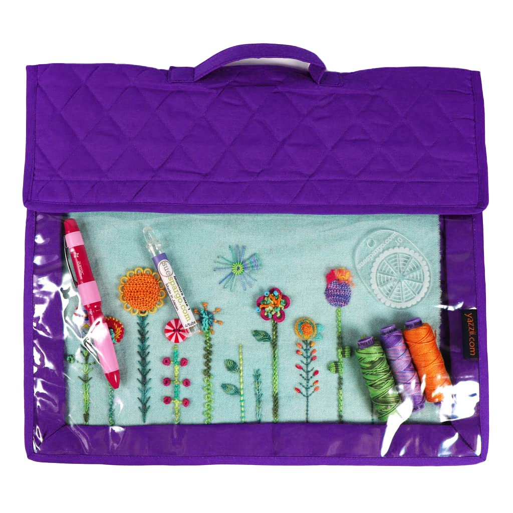 Yazzii Crafts Project Folder - Arts & Crafts Storage Organizer Bag - Portable Multifunctional Sewing & Knitting Supply Case for Embroidery, Crochet, Quilting & DIY Projects (Purple) - Perfect for Home, Travel & Classroom Organization