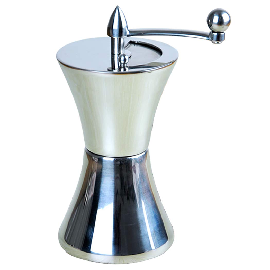 Premium DPPAN Manual Coffee Grinder - Stainless Steel & Ceramic Conical Burr Mill with Adjustable Settings - Perfect for Home, Office, Camping & Travel - Silver