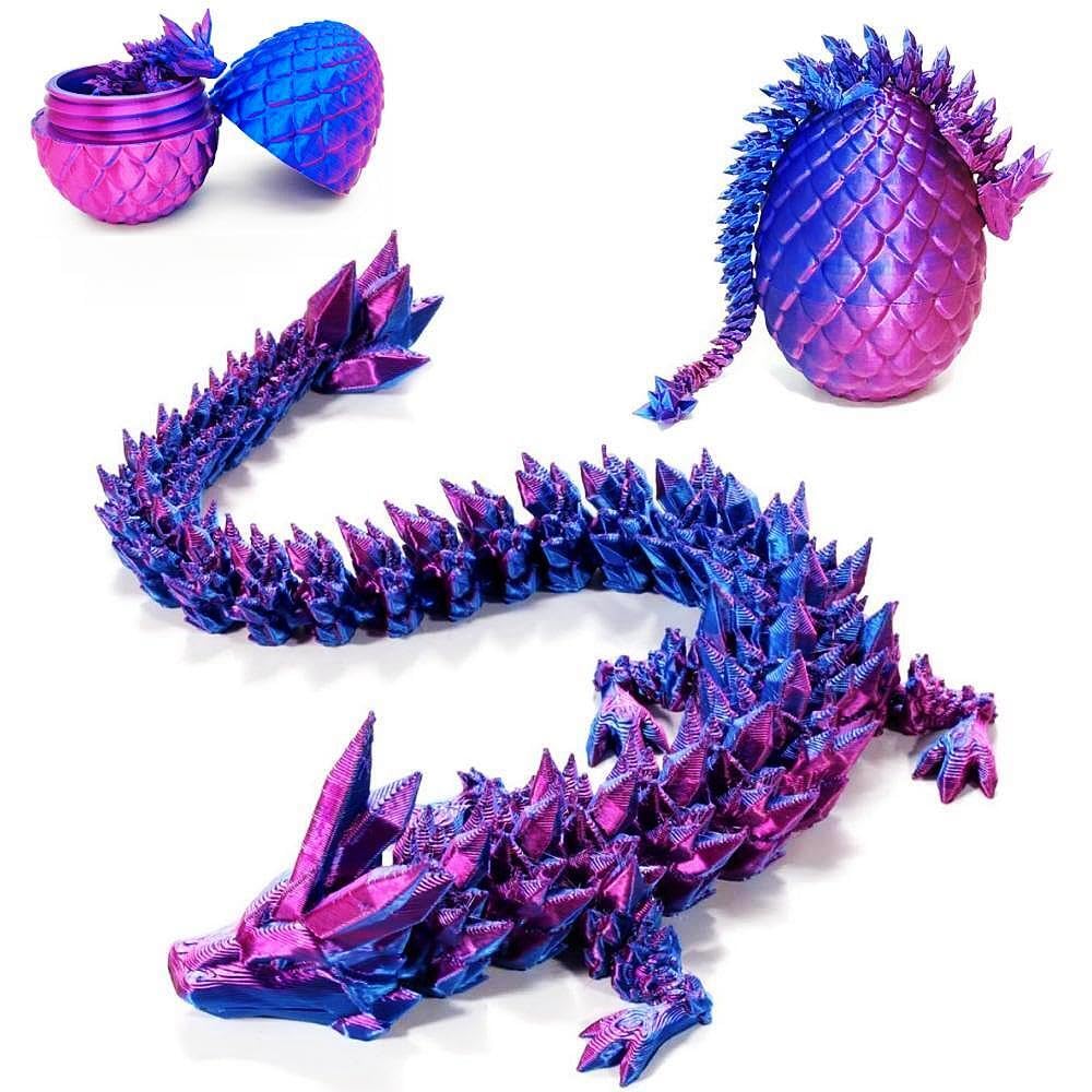 3D Printed Crystal Dragon with Egg - Laser Violet Dragon Fidget Toy | Easter Basket Stuffers & Fillers | Prefilled Easter Eggs with Dragon Toys | Unique Birthday Gifts for Kids & Fantasy Lovers | Perfect for Easter Celebrations, Party Favors, and Stress Relief