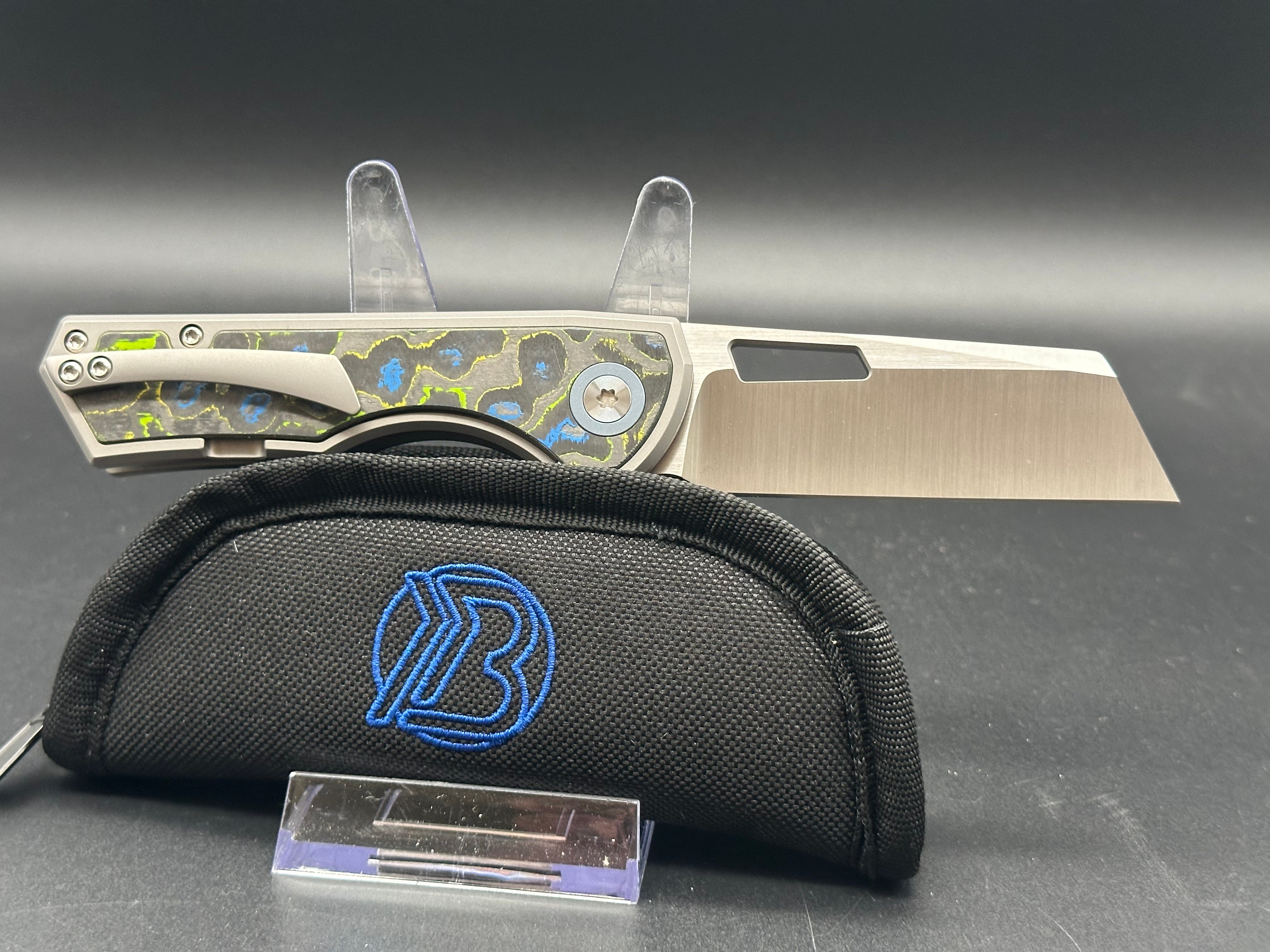 Brian Brown Yeager M V3 Titanium Folding Knife - Non-Flipper, Gecko Camo Carbon Inlays, Satin Blade (AE Exclusive) - EDC, Outdoor, Tactical, Survival, Camping, Hunting Gear