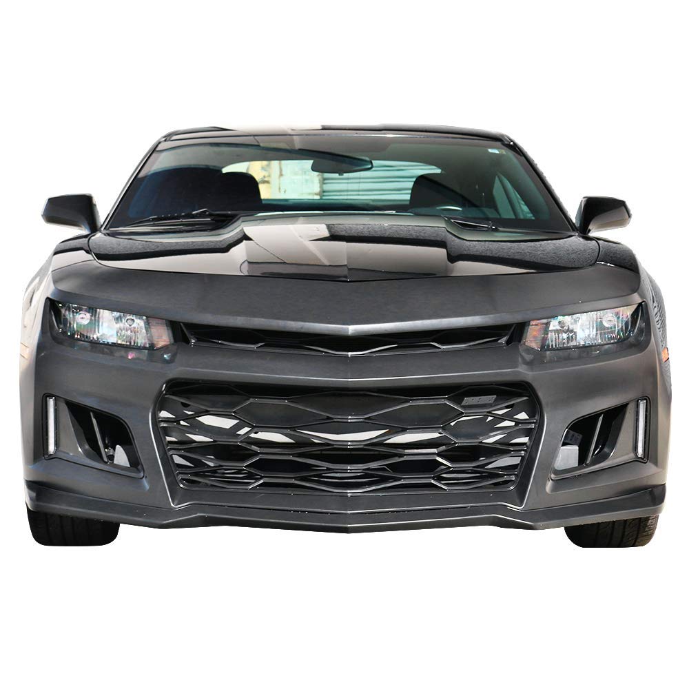 IKON MOTORSPORTS Front Bumper Lip for 2014-2015 Chevrolet Camaro | ZL1 Style Unpainted Black PP Polypropylene Front Lip Spoiler | Enhances Aerodynamics & Sporty Look for Street Racing & Car Shows