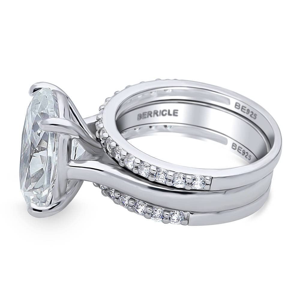 BERRICLE Sterling Silver Solitaire Wedding & Engagement Ring Set for Women - 5.5 Carat Oval Cut Cubic Zirconia CZ, Rhodium Plated, Size 4-10 | Perfect for Proposals, Anniversaries & Special Occasions