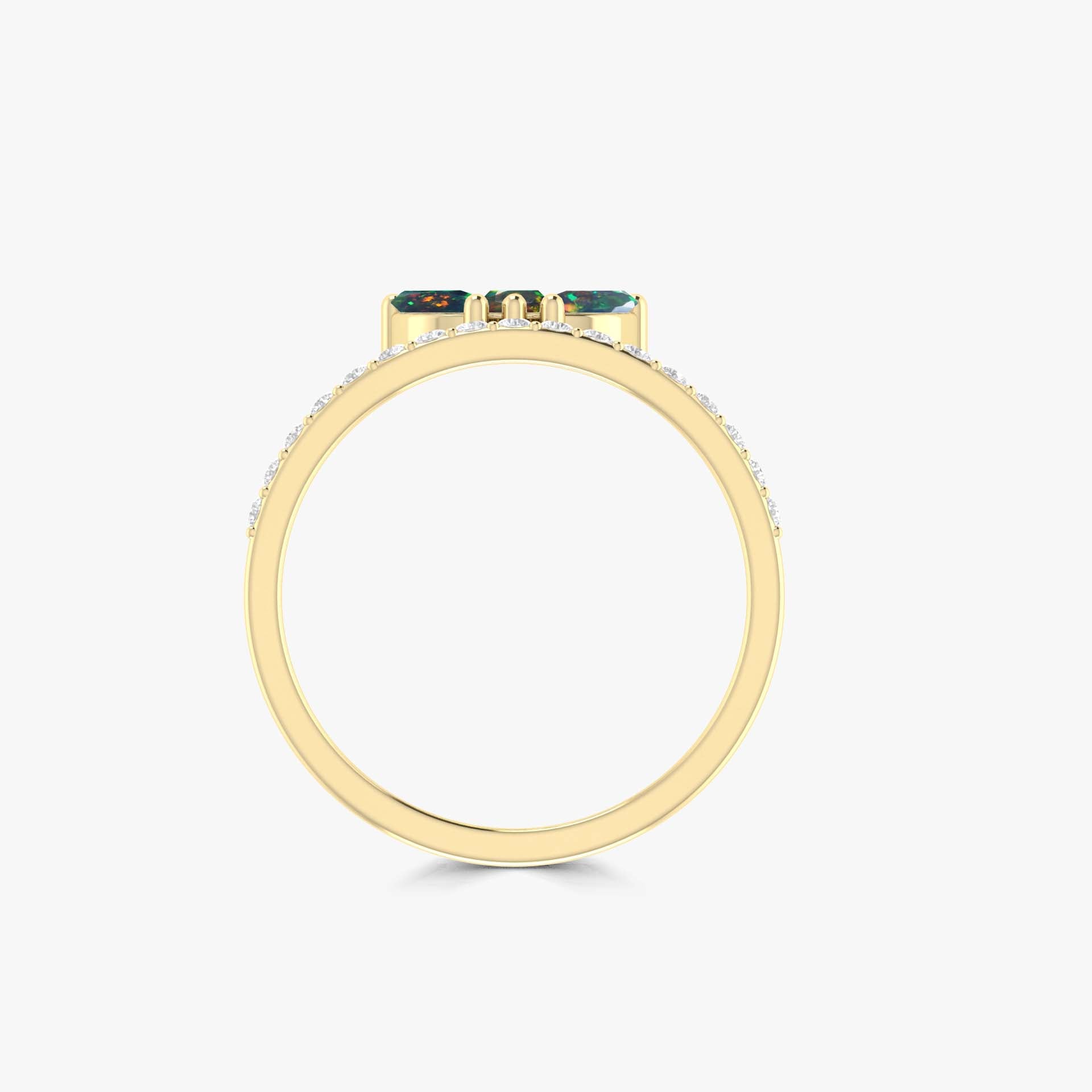 3 Marquise Black Fire Ethiopian Opal Statement Ring for Women – Elegant Wedding, Engagement & Evening Party Jewelry