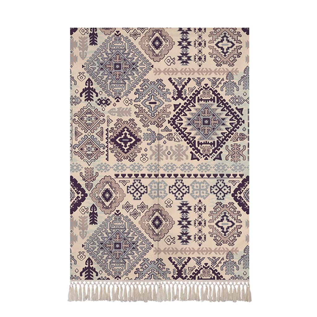 PQKDY Geometric Fabric Tassel Curtain - Room Divider, Door Curtain, Home Decor (85x120cm) - Perfect for Bedroom, Living Room & Doorway Partition