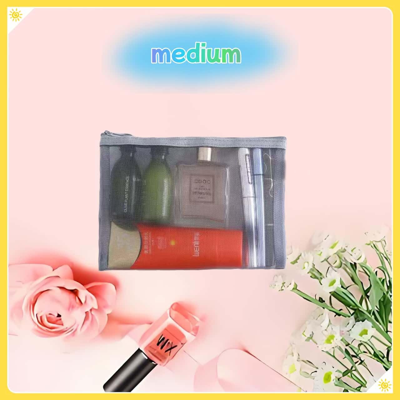 5PCS Zipper Mesh Bags for Travel Organizer - Small Cosmetic Storage Pouch, Credit Card Holder, Keychain & Coin Purse - Breathable Mesh Makeup Bag for Toiletries, Jewelry & Office Supplies (5Pcs Gray) - Perfect for Travel, Gym, Home & Office Organization