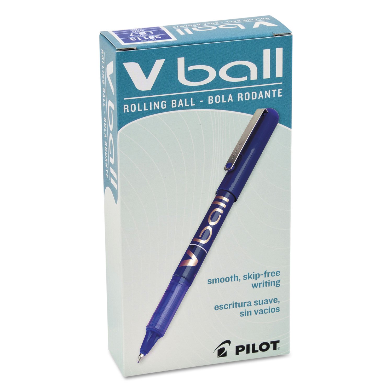 Pilot VBall Liquid Ink Rolling Ball Stick Pens - Fine Point Blue Ink (12-Pack) - Smooth Writing for Office, School & Note Taking