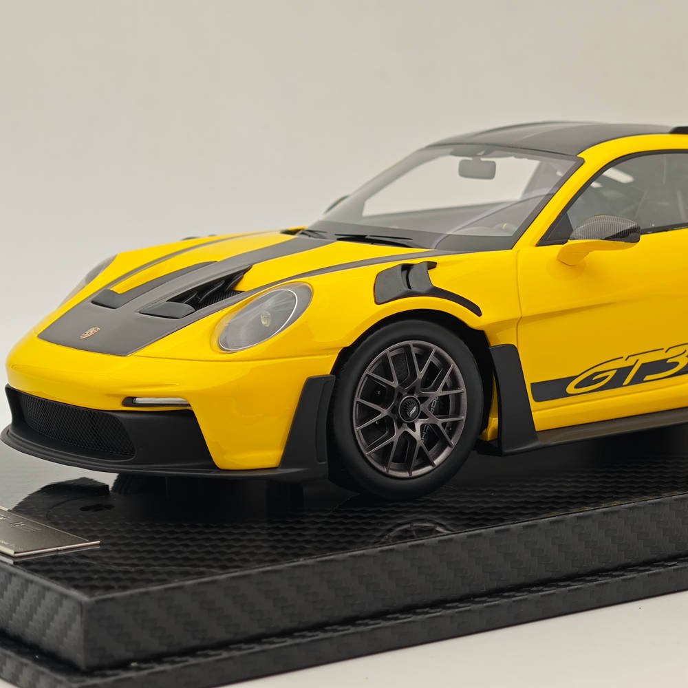 1/18 Scale Porsche 992 GT3 RS Yellow Resin Die-Cast Model Car - High Quality Collectible for Display, Racing Enthusiasts & Gift Giving