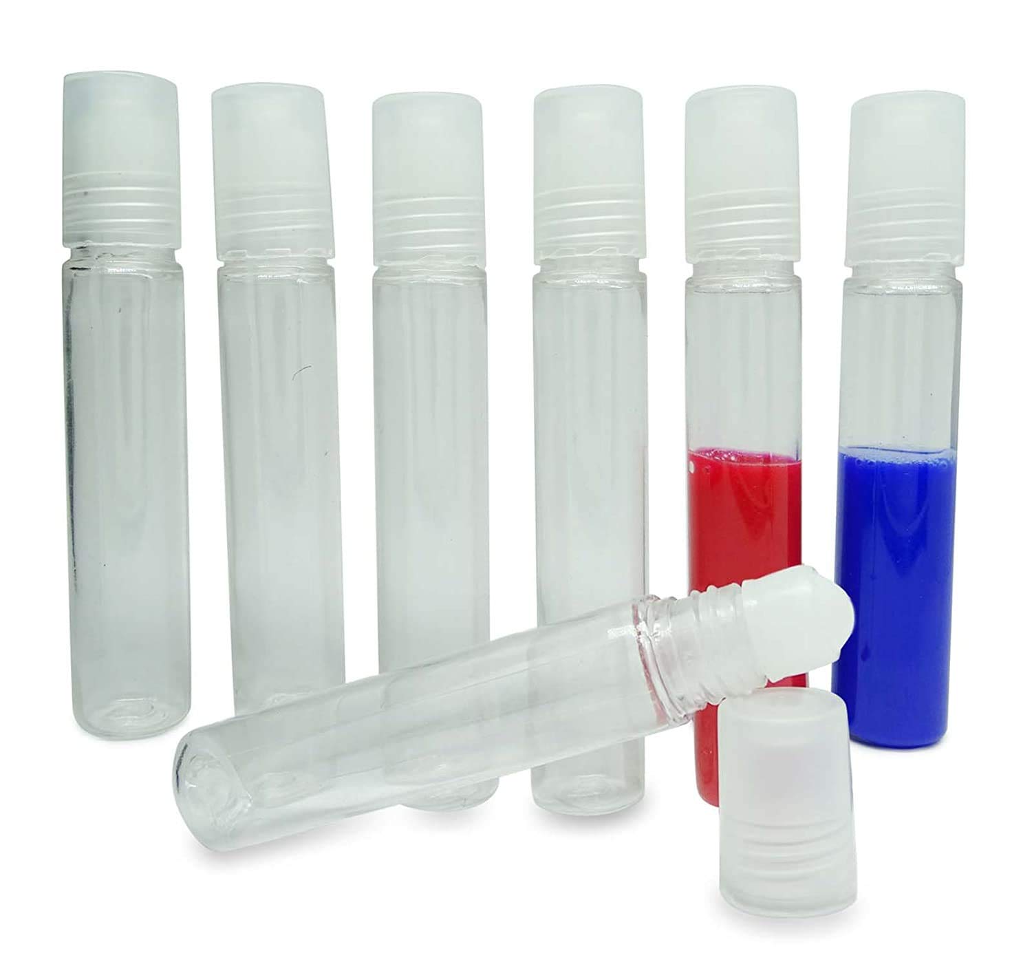 PHARCOS 4-Pack 10ml Transparent Plastic Roll On Bottles - Food Grade, Leak Proof for Essential Oils, Lip Balm, Deodorant, Cream & Lotion | Perfect for Travel, DIY Beauty & Aromatherapy Refills