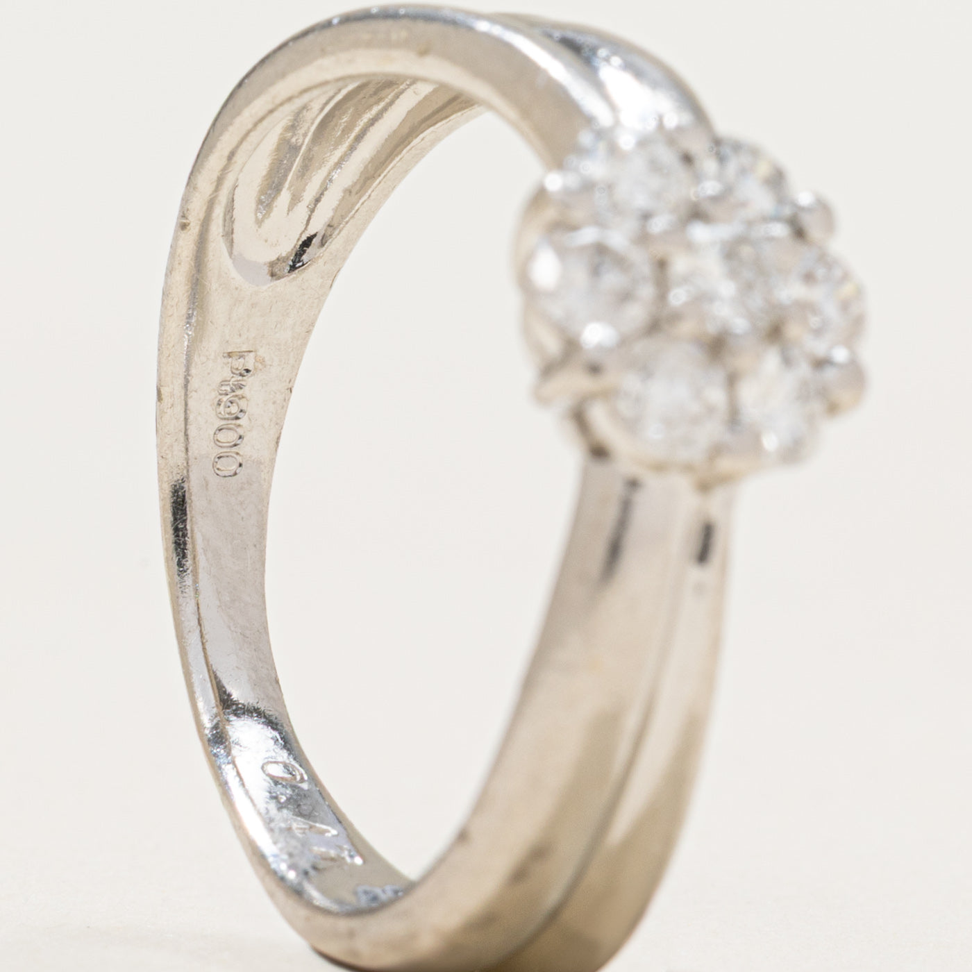 0.50ctw Diamond Cluster Grooved Ring - Size 5.5 | Elegant Wedding Band, Anniversary Gift & Everyday Jewelry for Women