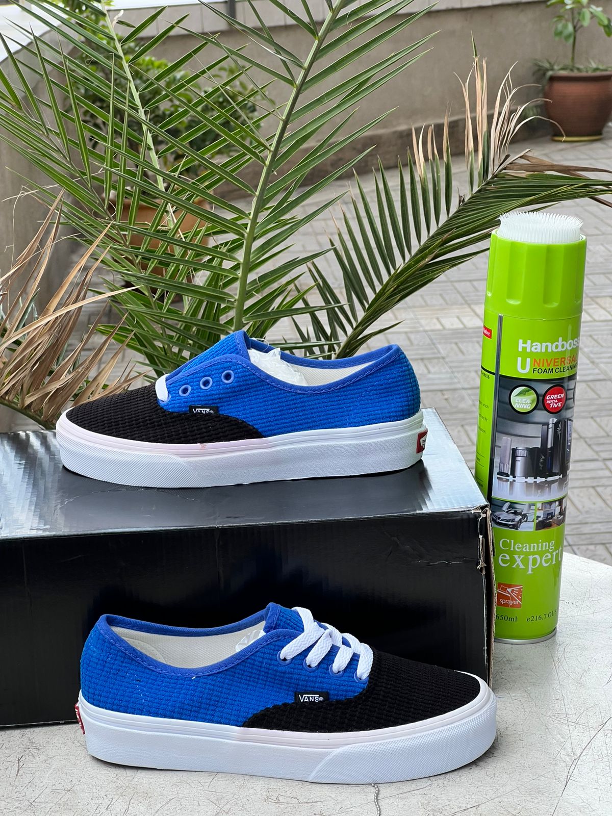 Vans Two-Tone Royal Blue & Black Corduroy Sneakers for Men & Women - Casual Streetwear Shoes for Everyday Wear & Skateboarding