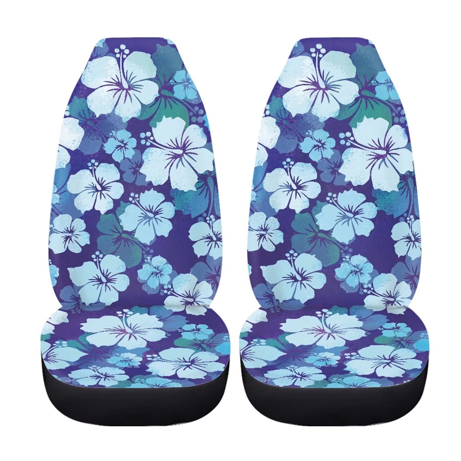 Blue Hibiscus Car Seat Covers 2-Piece Set - Floral Car Accessories for Sedan, SUV & Van - Perfect for Couples & Tropical Style Lovers