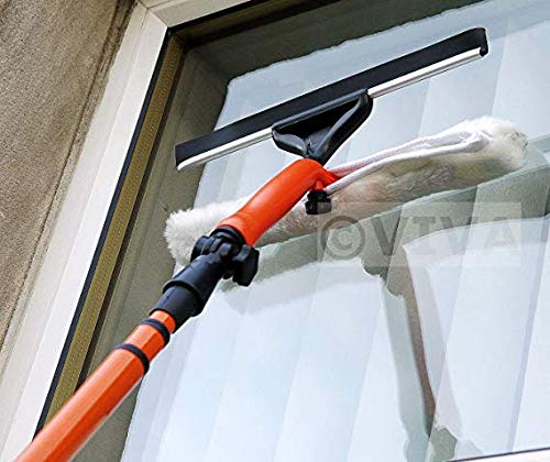 Srendi® 11 Feet Telescopic Window Cleaner Kit with Soft Squeegee Head - Extendable 3.5M Window Cleaning Tool for Home, Office & High-Rise Buildings (Perfect for Hard-to-Reach Windows, Glass Doors & Skylights)