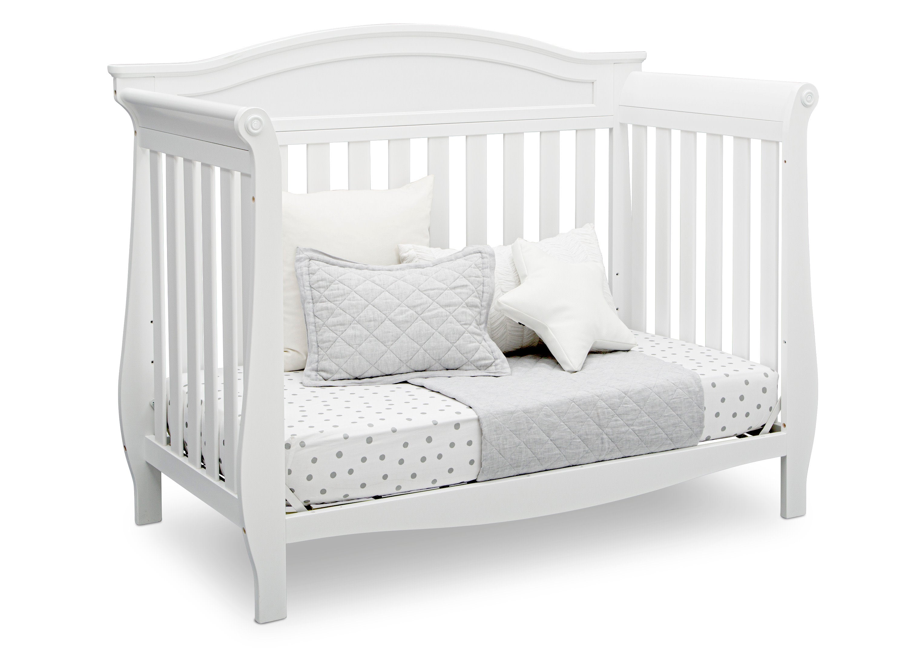 Lancaster 4-in-1 Convertible Baby Crib - White Nursery Furniture for Toddler to Full Size Bed - Perfect for Nursery, Bedroom & Guest Room