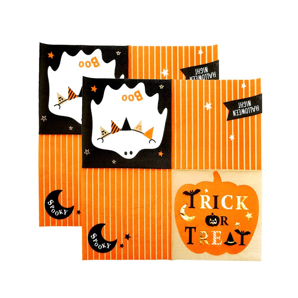 ABOOFAN 12-Pack Halloween Gilded Napkins - Disposable Party Tissue Paper for Halloween Decorations & Dinner Table Settings - Perfect for Spooky Parties, Fall Gatherings & Themed Events