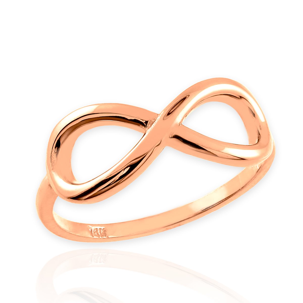 14k Rose Gold Infinity Ring for Women - High Polish Elegant Wedding Band, Promise Ring, Anniversary Gift - Perfect for Engagements, Valentine's Day & Special Occasions