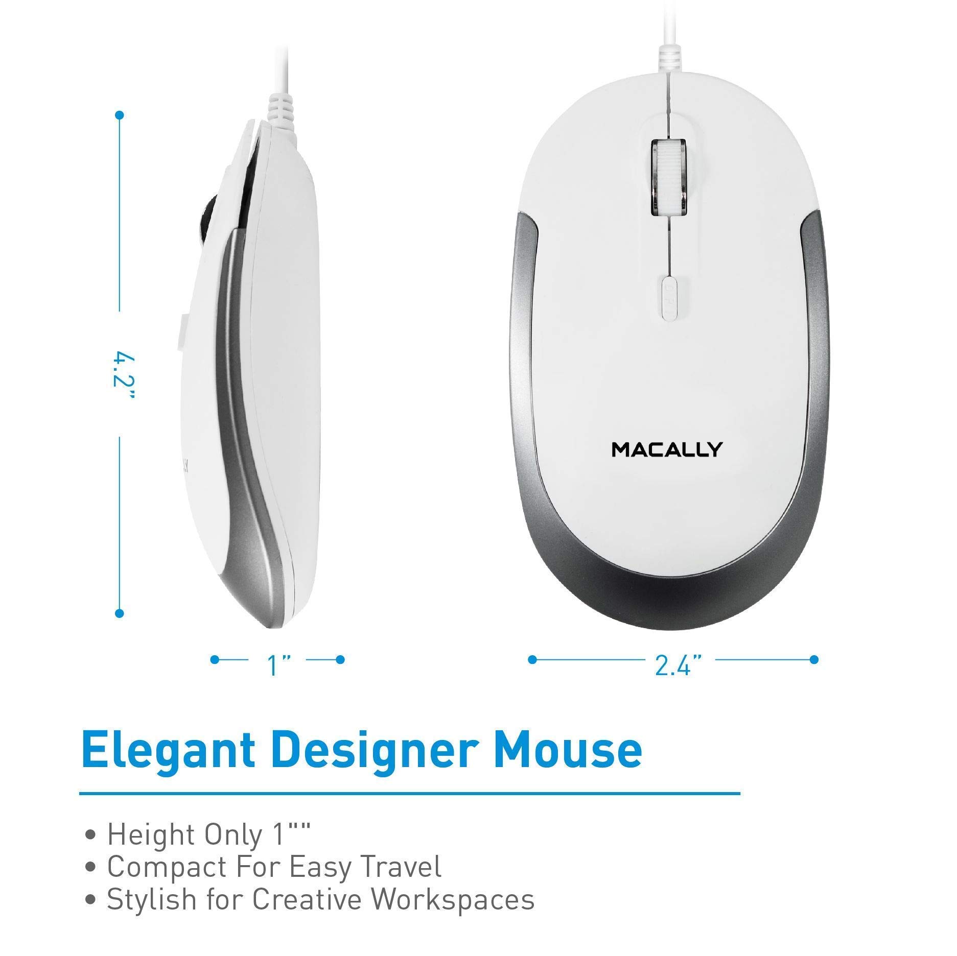 Macally USB C Keyboard and Wired Mouse Combo for MacBook - Ergonomic USB-C Keyboard with Numeric Keypad & Silent Click Mouse for MacBook Pro/Air, iMac - Perfect for Office Work, Home Computing & Mac Gaming