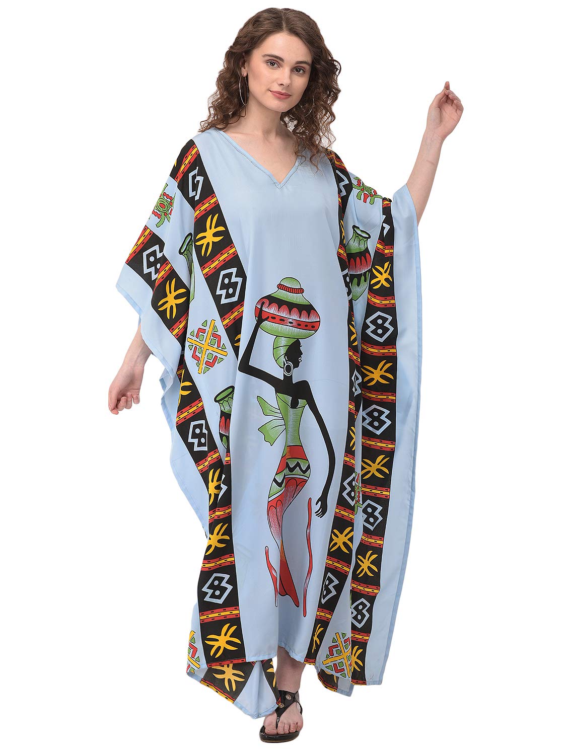 Oussum Plus Size Long Caftan Dress for Women - Beach Cover Up, Maxi Gown, Casual Loungewear & Summer House Dress | Perfect for Vacations, Pool Parties and Relaxing at Home