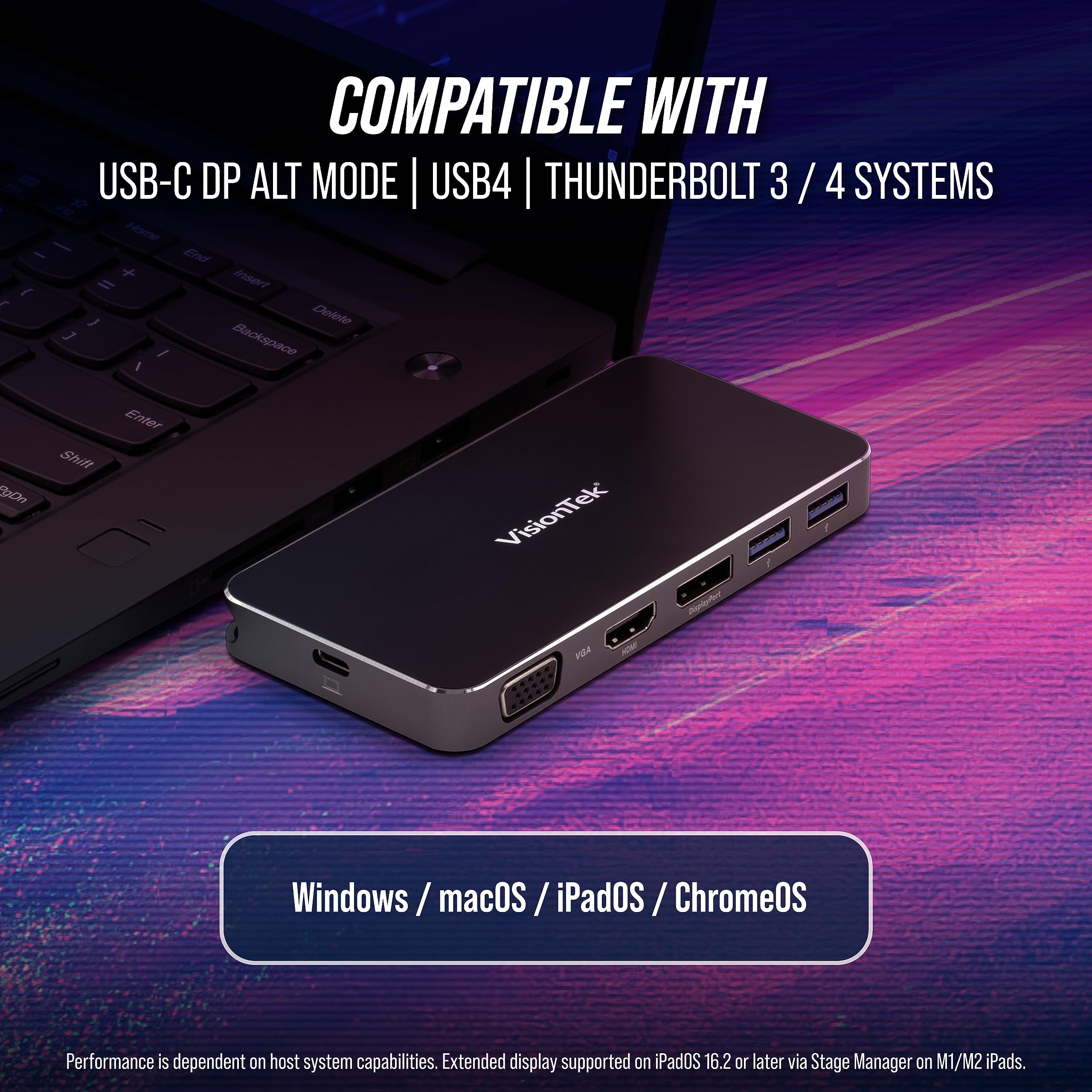 VisionTek Canada 901226 USB C Docking Station with 100W Power Delivery (PD) - Dual Monitor Support, 4K HDMI, Ethernet & USB Ports for MacBook Pro/Air, Dell, HP Laptops - Home Office & Remote Work Setup