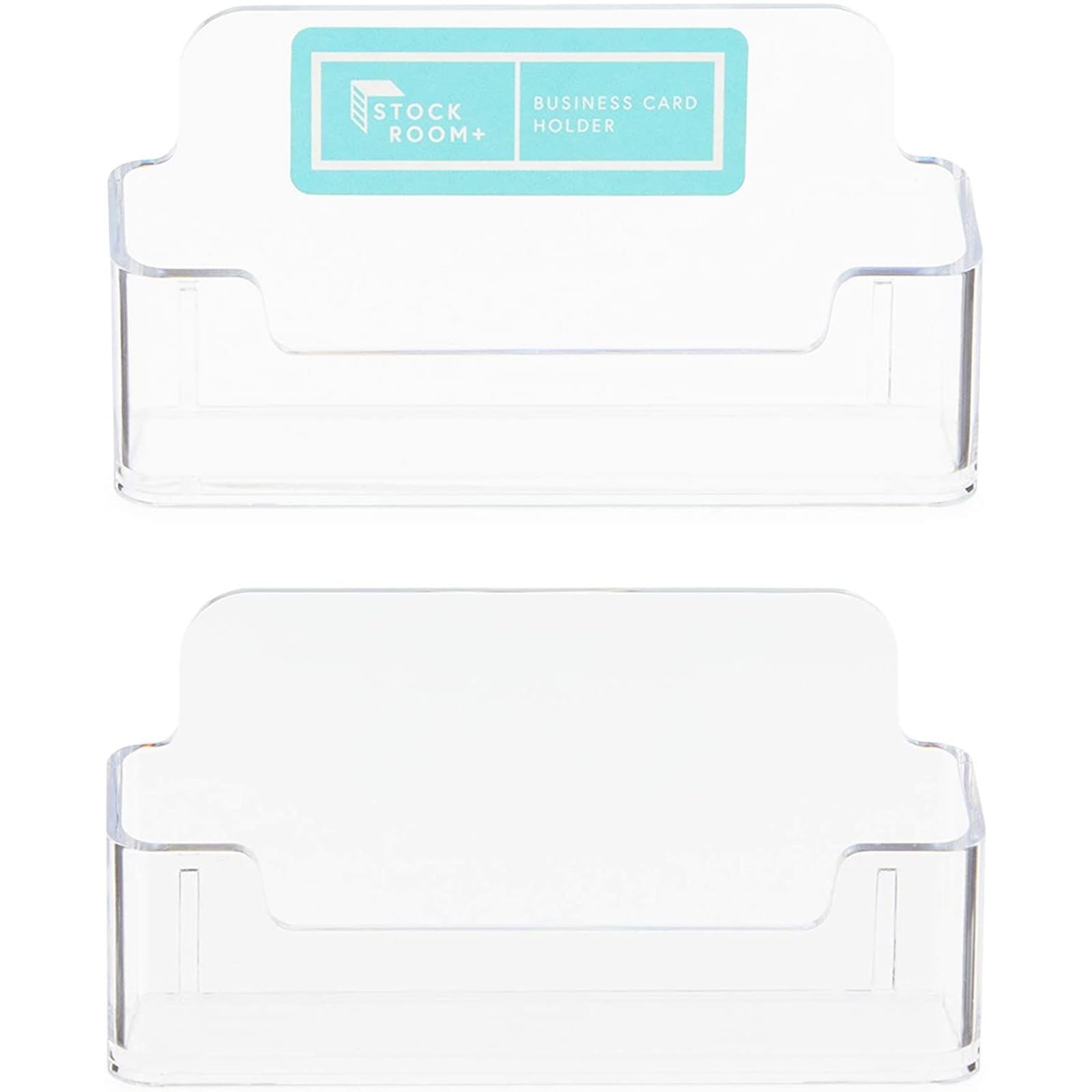 8 Pack Clear Plastic Business Card Holder Stand - Desk Organizer for Office & Retail