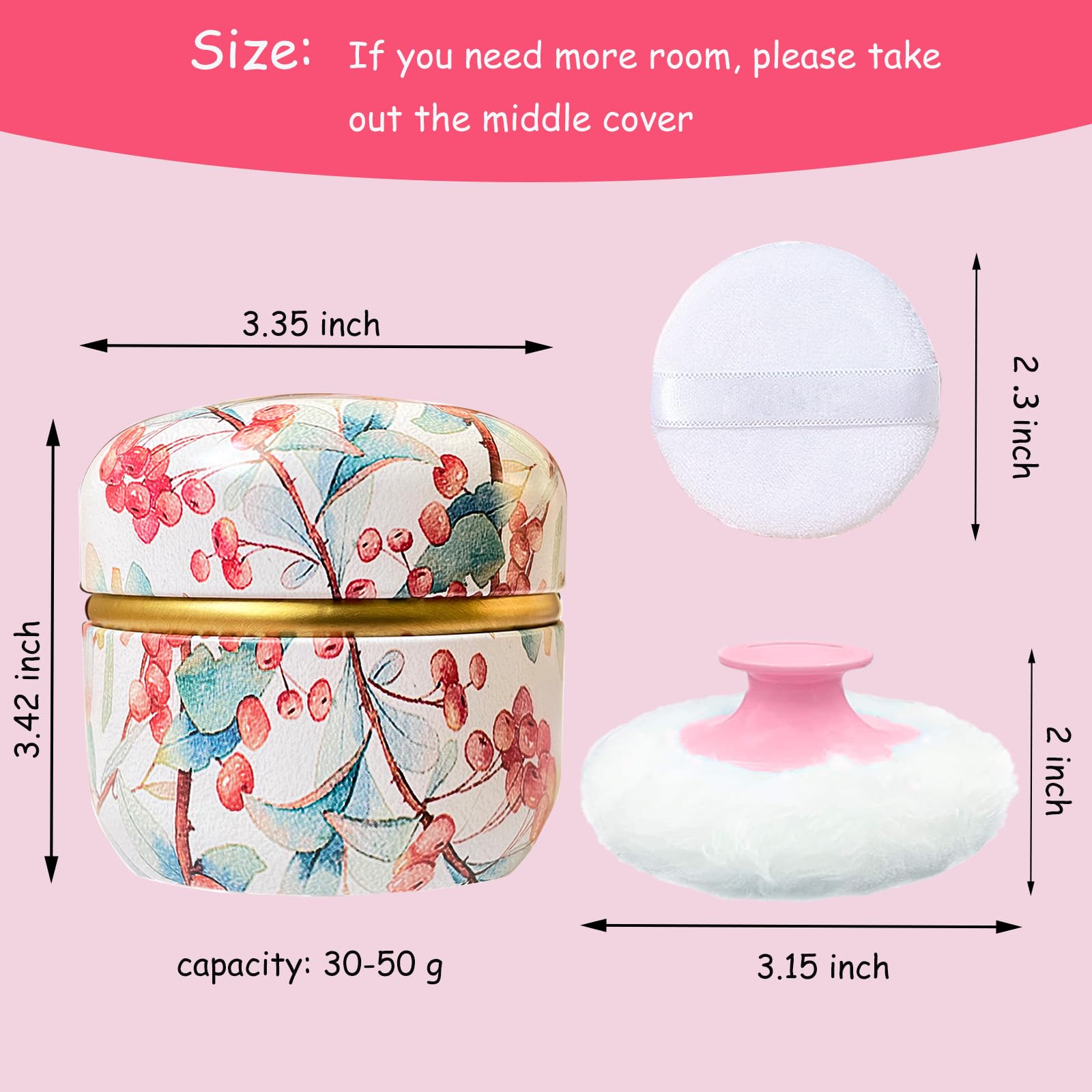 Premium Body Powder Puff & Compact Case - Talc-Free Dusting Powder Applicator for Women, Travel-Friendly Bath Powder Container with Soft Puff (Ormosia) - Ideal for Post-Shower, Gym & On-The-Go Touch Ups