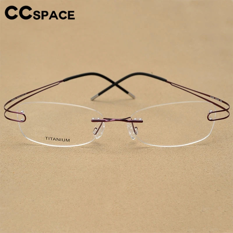 CCspace Unisex Rimless Rectangle Titanium Alloy Eyeglasses - Lightweight Durable Frame for Men & Women - Perfect for Reading, Work, and Everyday Wear (Model 300880)