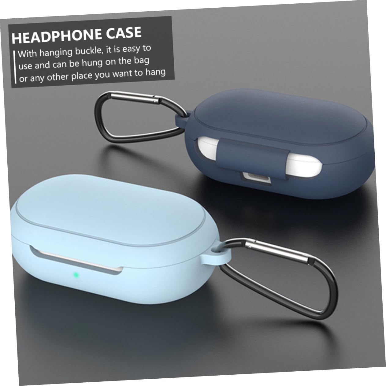 OSALADI Silicone Earphone Case - Protective Cover for AirPods & Wireless Earbuds - Blue Earbud Organizer with Keychain (Perfect for Travel, Gym & Daily Storage)