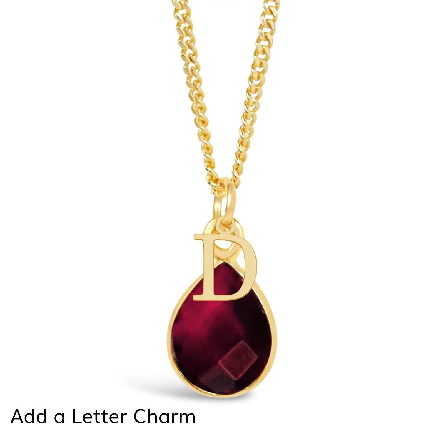 Garnet Charm Necklace in Gold - January Birthstone Jewelry for Women | Perfect Gift for Birthday, Anniversary & Valentine's Day