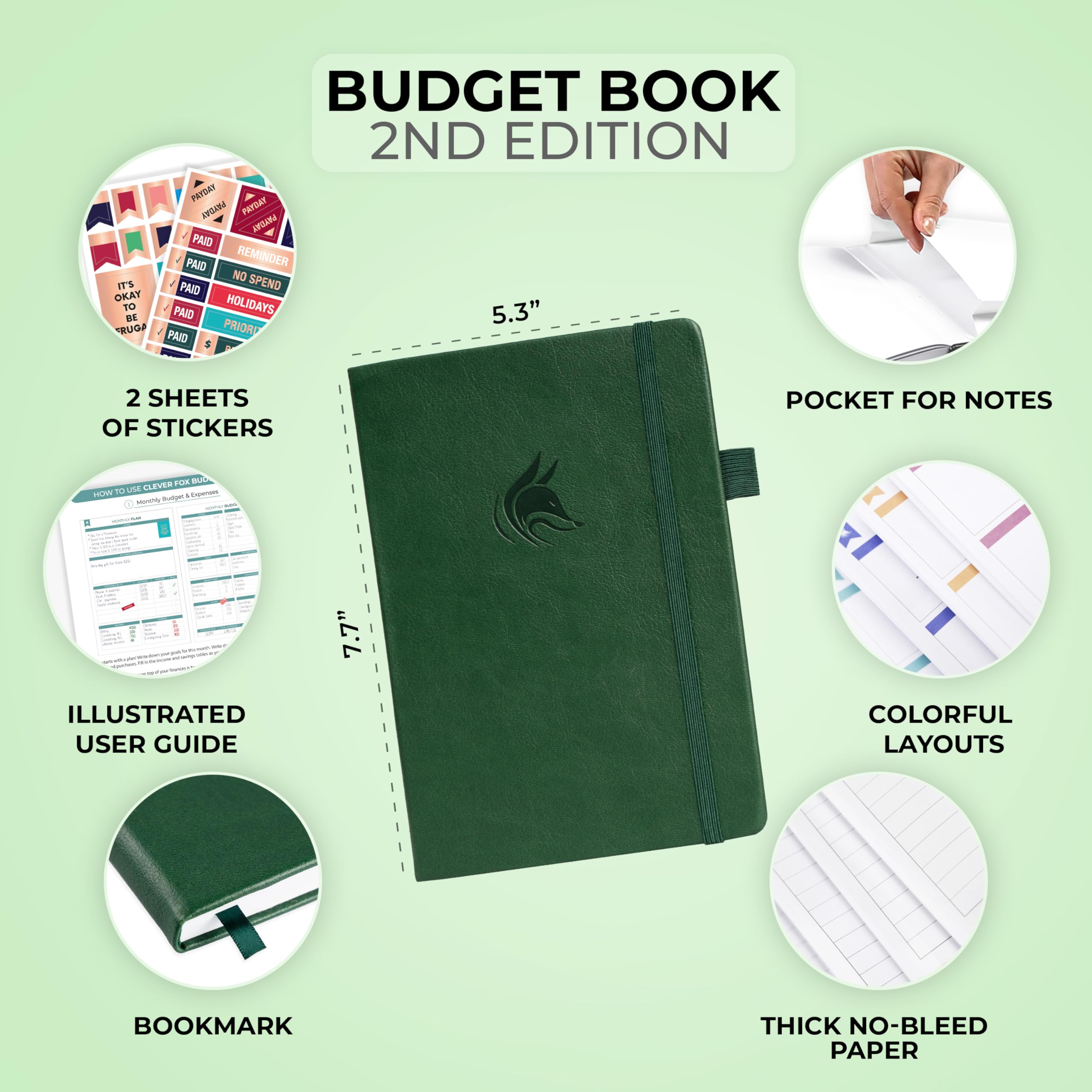 Clever Fox Budget Book 2.0 - Financial Planner for Beginners with Expense Tracker | Personal Finance & Bill Management (Dark Green)
