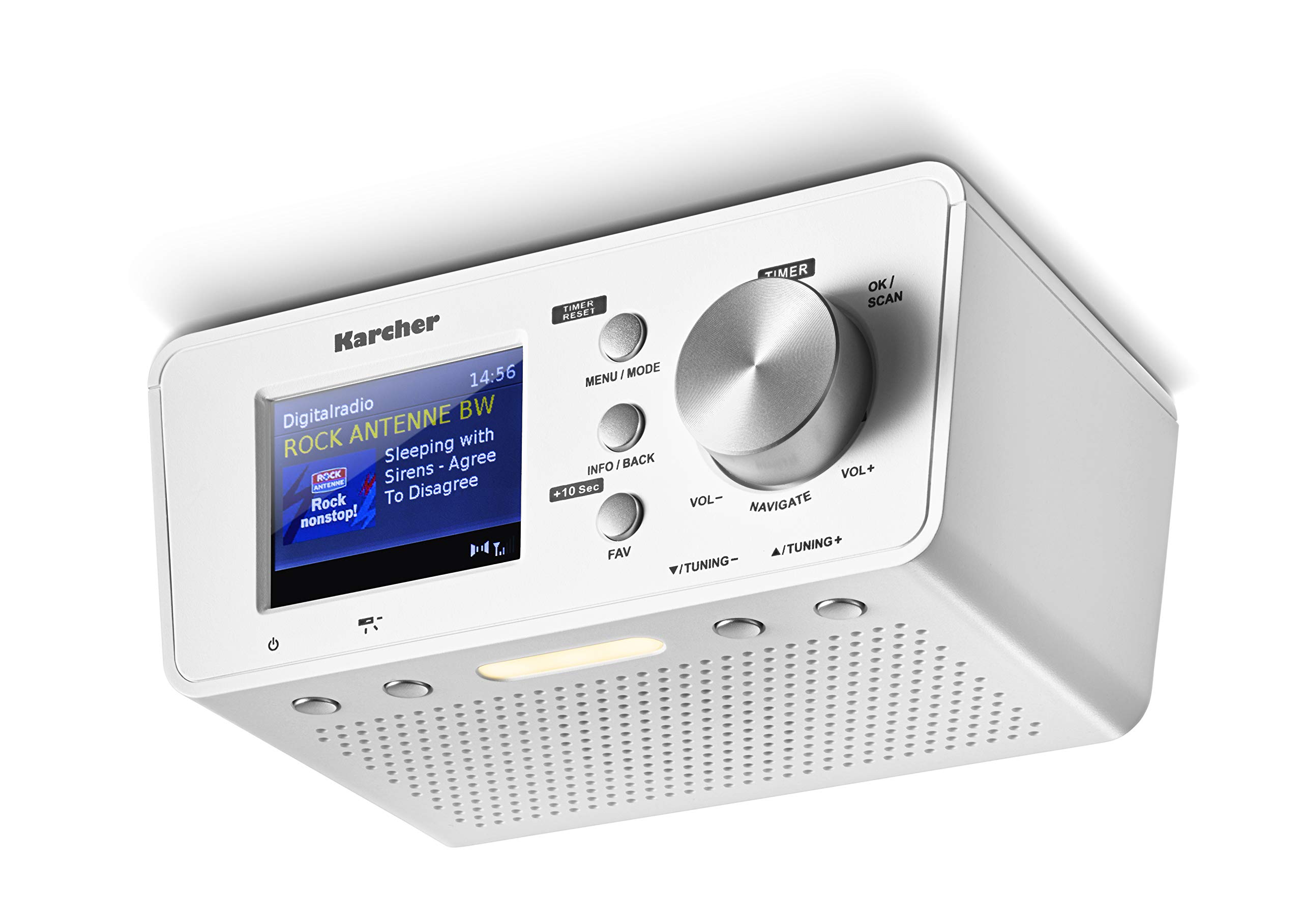 Karcher RA 2035D Digital Radio with DAB+/FM (20 Presets Each), Bluetooth, Dual Alarm Clock, Sleep Timer & LED Light - Portable Radio for Home, Office, Kitchen, Bedroom, Camping and Travel