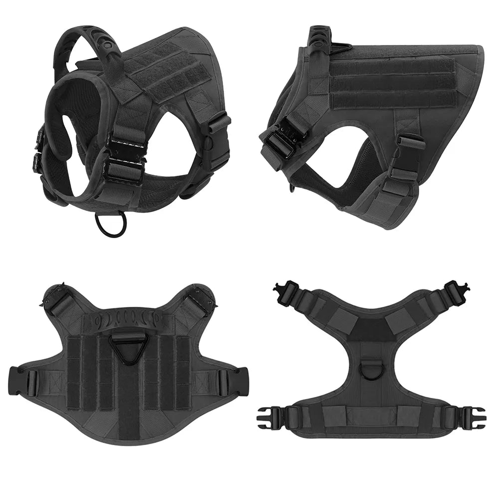 Premium Heavy Duty Tactical No Pull Dog Harness Kit - Adjustable Reflective Vest for Large Dogs - Perfect for Hiking, Training & Outdoor Adventures