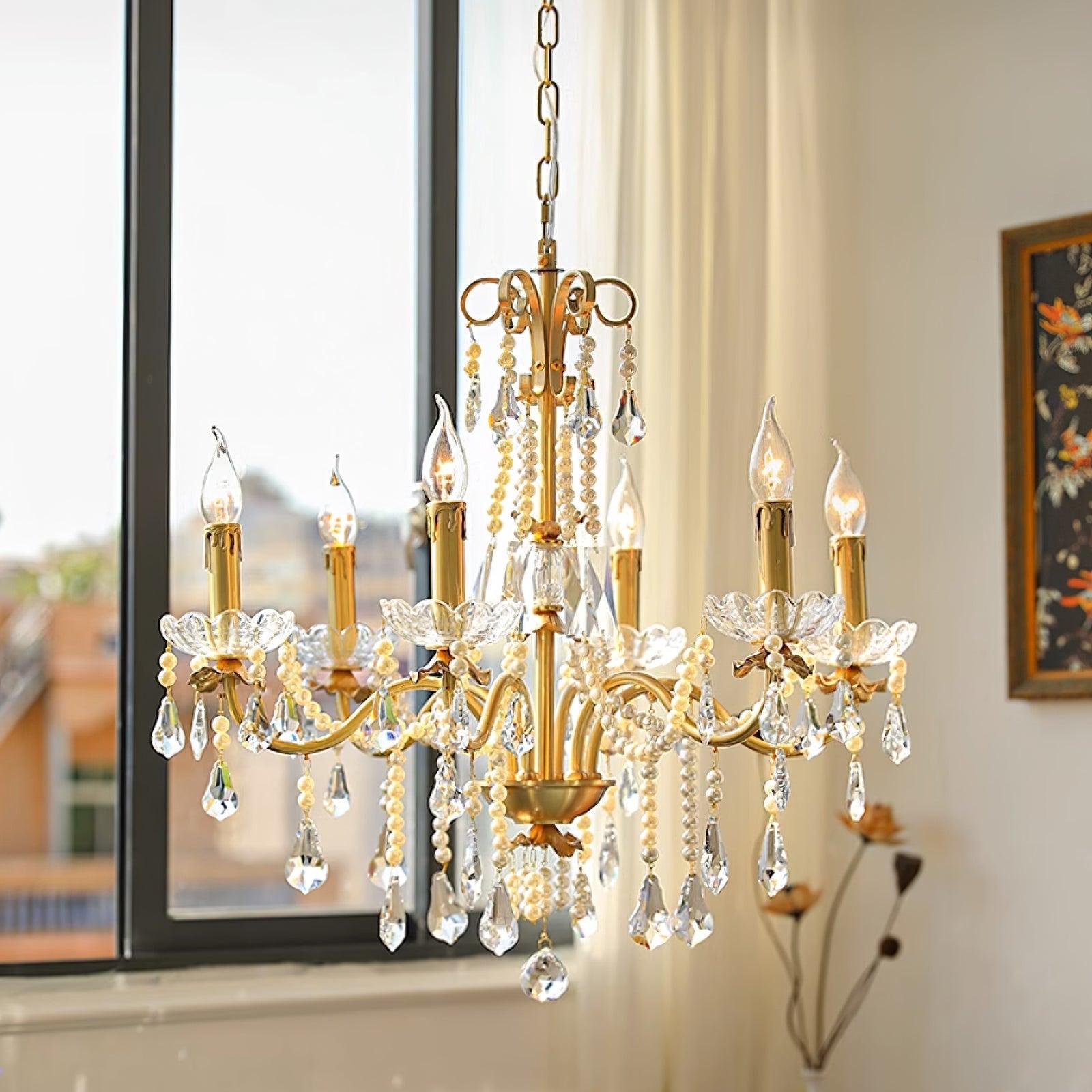Elegant Crystal Pearl Chandelier - Modern Luxury Ceiling Light Fixture for Dining Room, Bedroom & Living Room Decor | Perfect for Weddings, Home Renovation & Interior Design